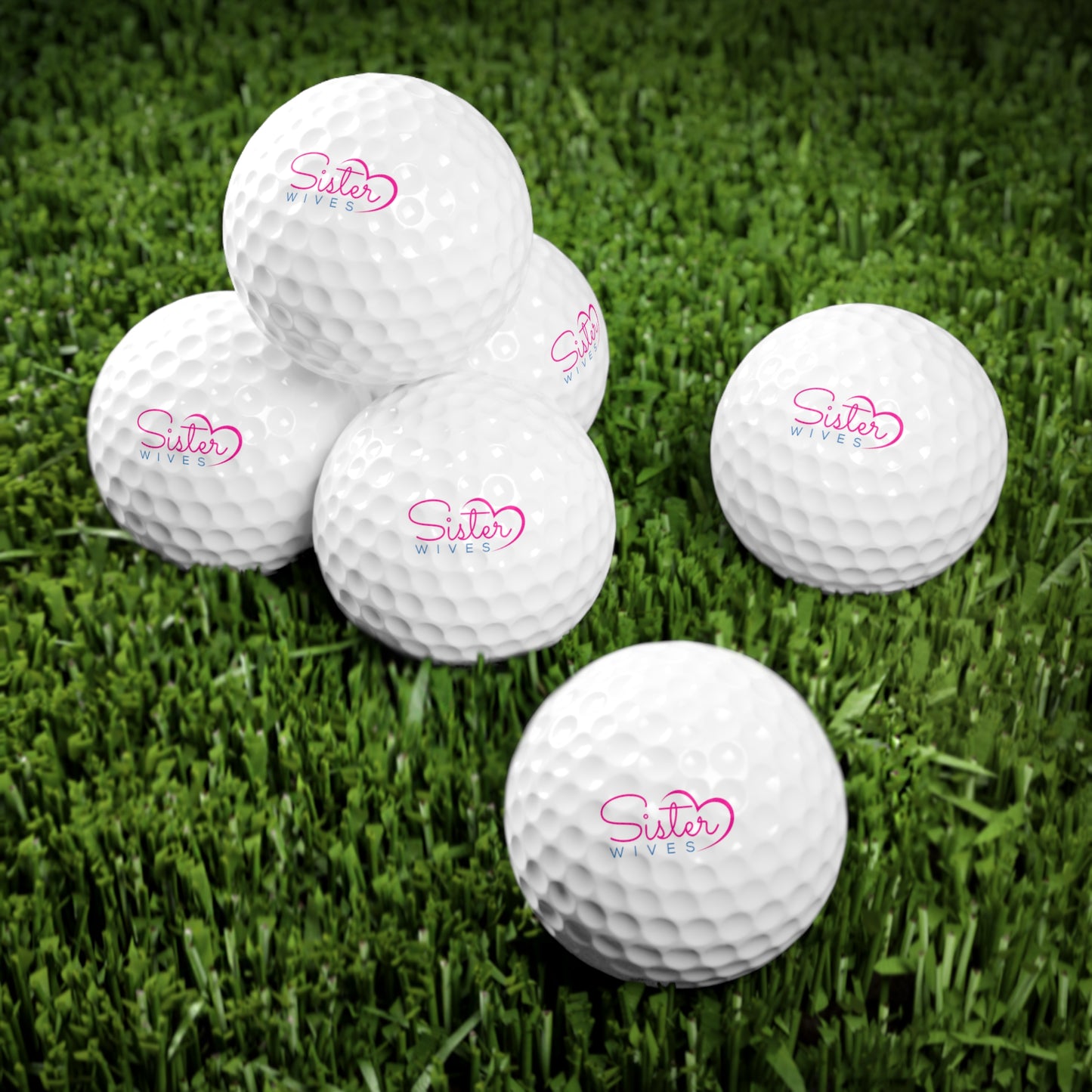 Sister Wives Logo Golf Balls – 6 Pack Custom Printed Golf Balls, Branded Golf Gift, Lifestyle Logo Sports Set