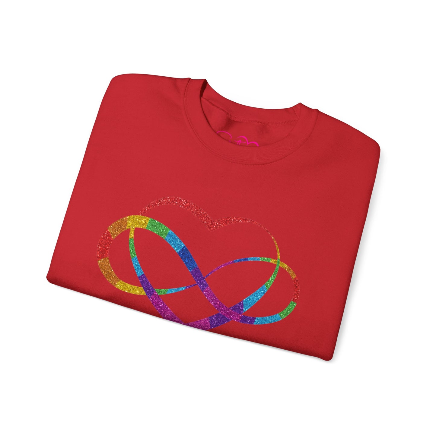 Infinity Heart Crewneck Sweatshirt | Polyamory & ENM Symbol Pullover | LGBTQ+ Inclusive Chosen Family Apparel | Cozy Pride Sweatshirt