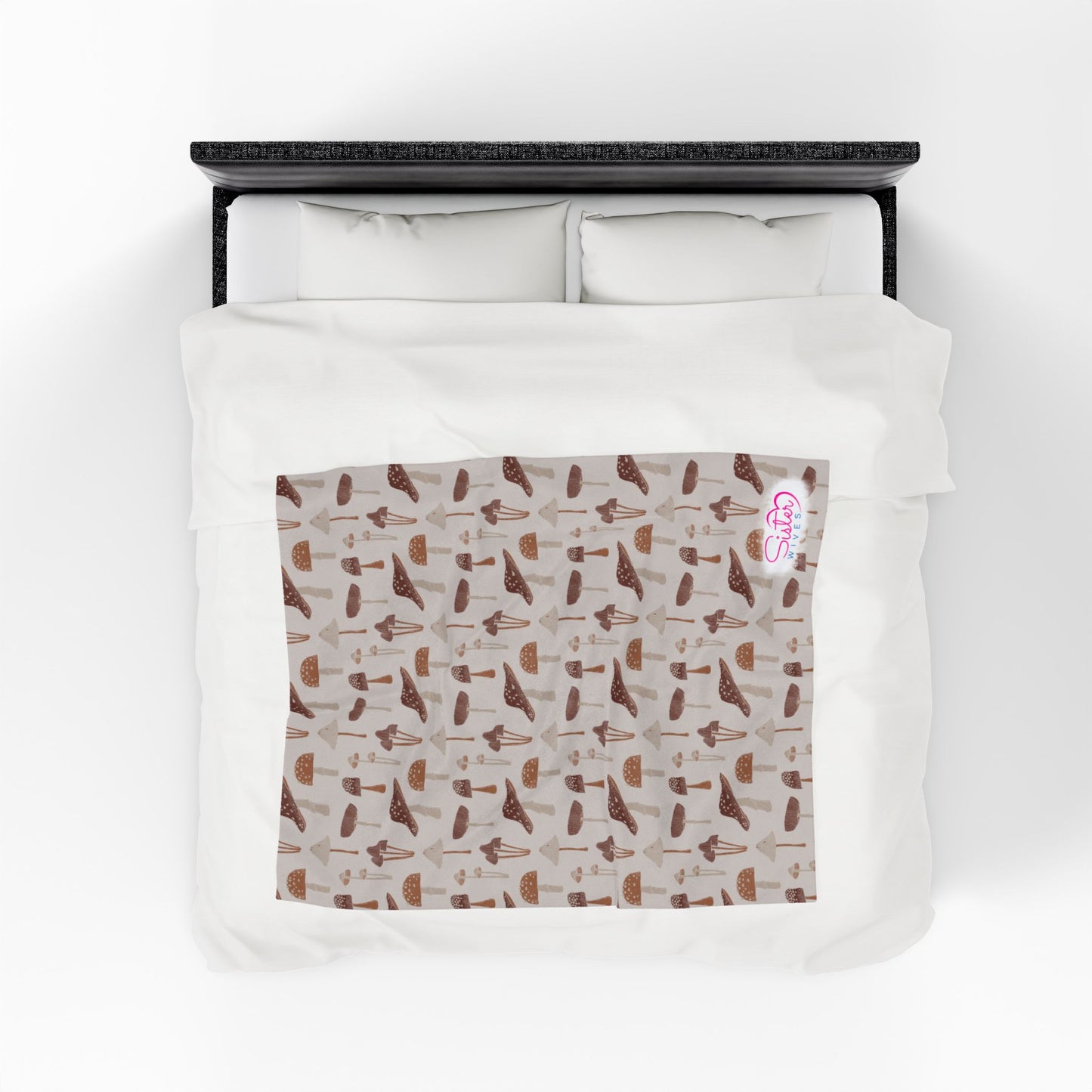 Natrual Mushroom Throw Blanket | Cottagecore Woodland Cozy Blanket | Boho Nature Home Decor | Polyamory & ENM Friendly