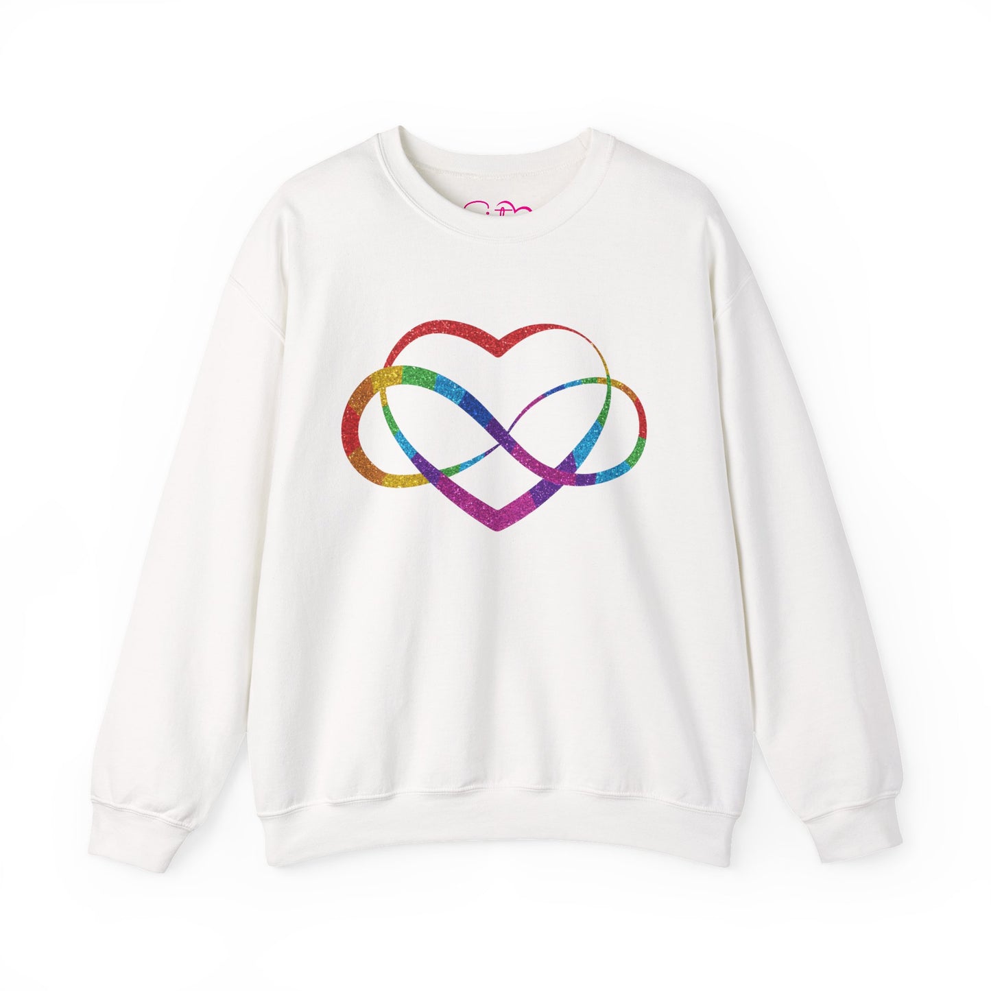 Infinity Heart Crewneck Sweatshirt | Polyamory & ENM Symbol Pullover | LGBTQ+ Inclusive Chosen Family Apparel | Cozy Pride Sweatshirt