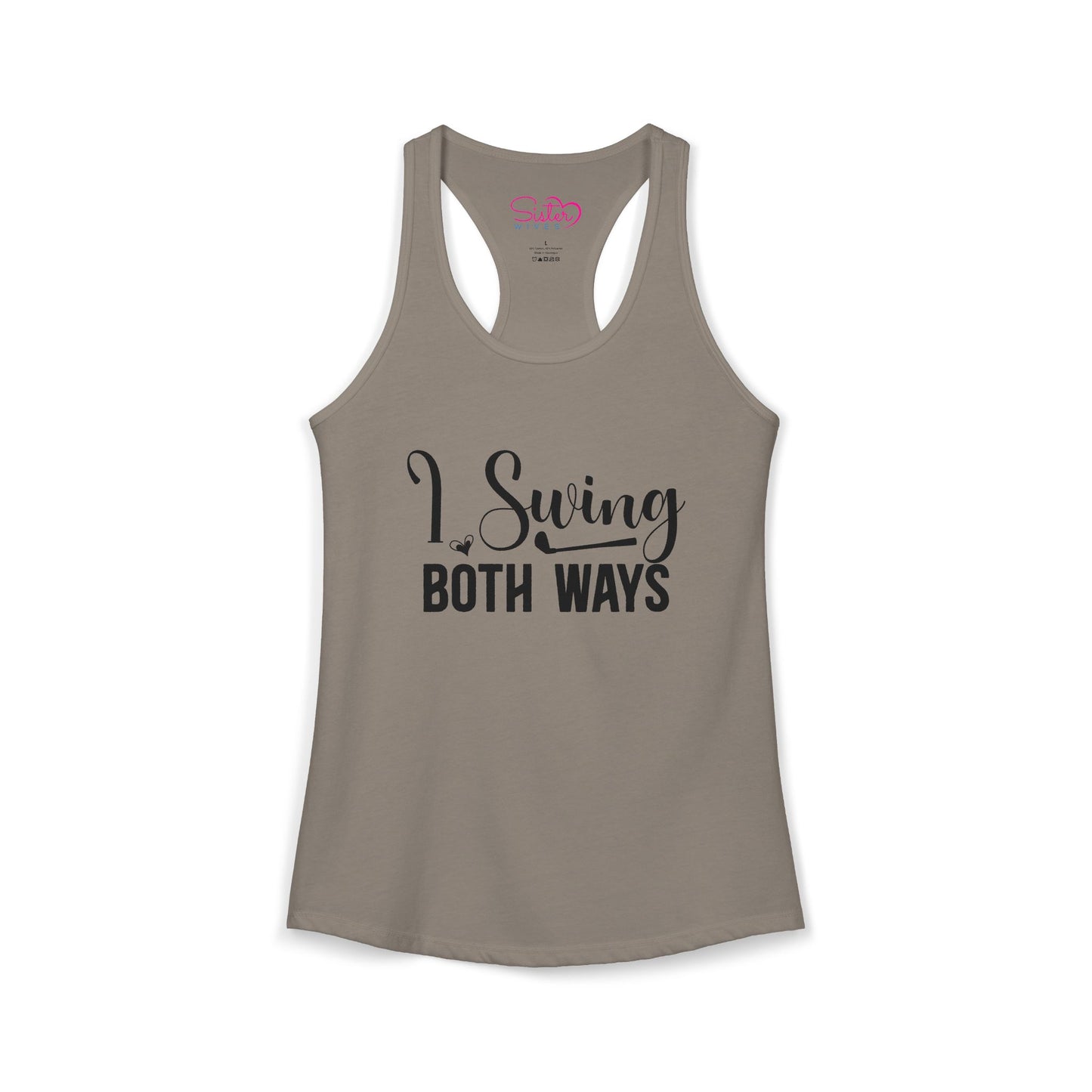 I Swing Both Ways Racerback Tank | Bisexual & Swinger Humor Tank Top | ENM Friendly Summer Shirt | Playful Inclusive Apparel