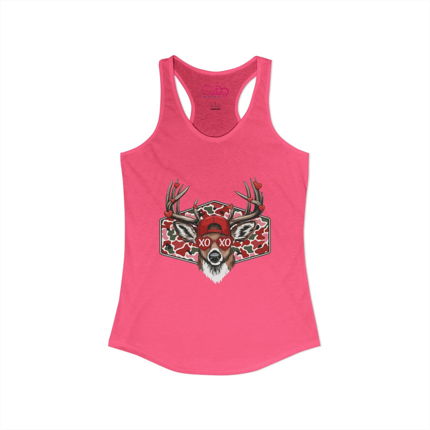 XO Deer Skull Racerback Tank – Dark Romance Woodland Tank Top | Gothic Valentine Aesthetic | Poly & ENM Friendly Apparel