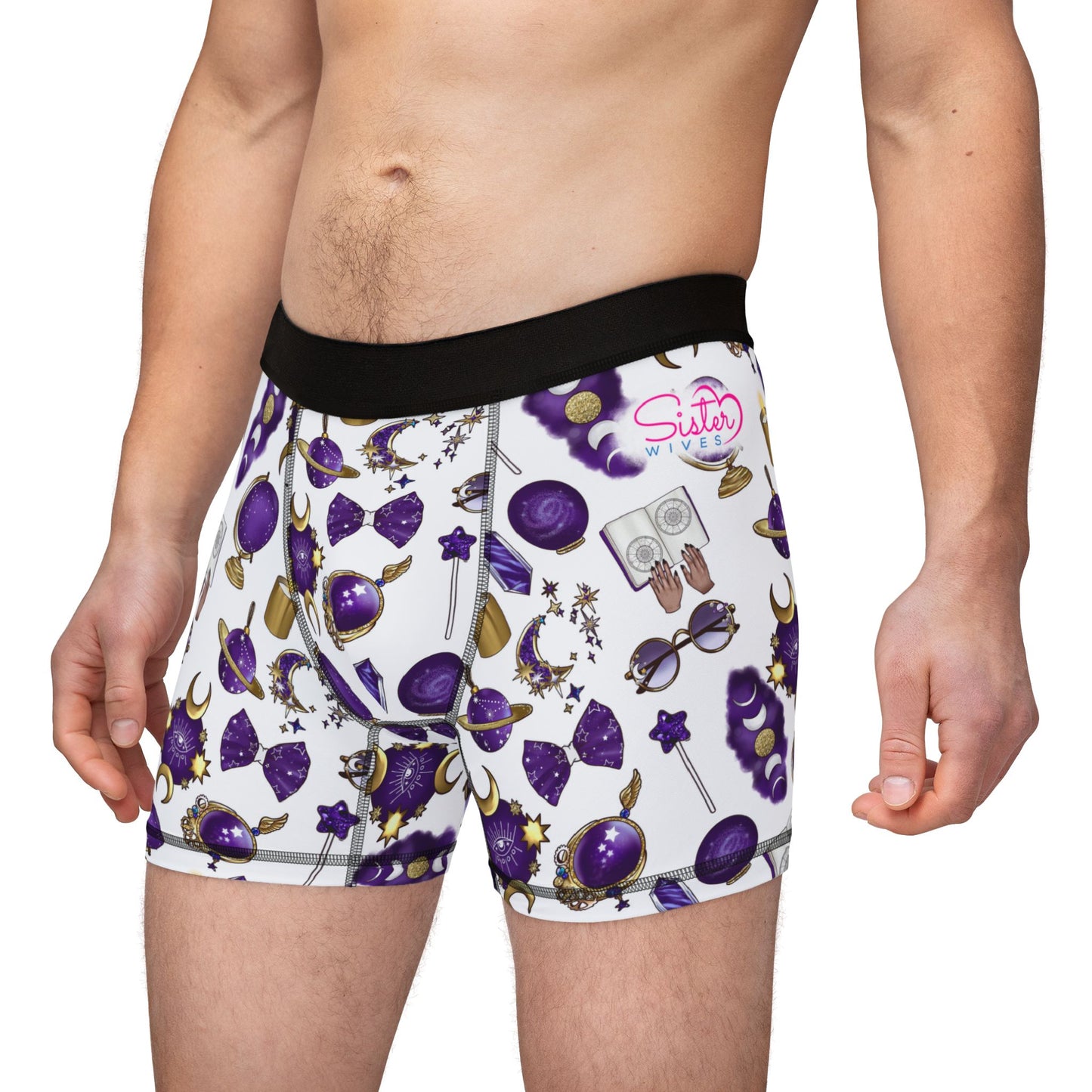 Celestial Polyamory Men’s Boxer Briefs – Astrology & Cosmic Underwear | ENM, Non-Monogamy & Pride-Friendly Intimates