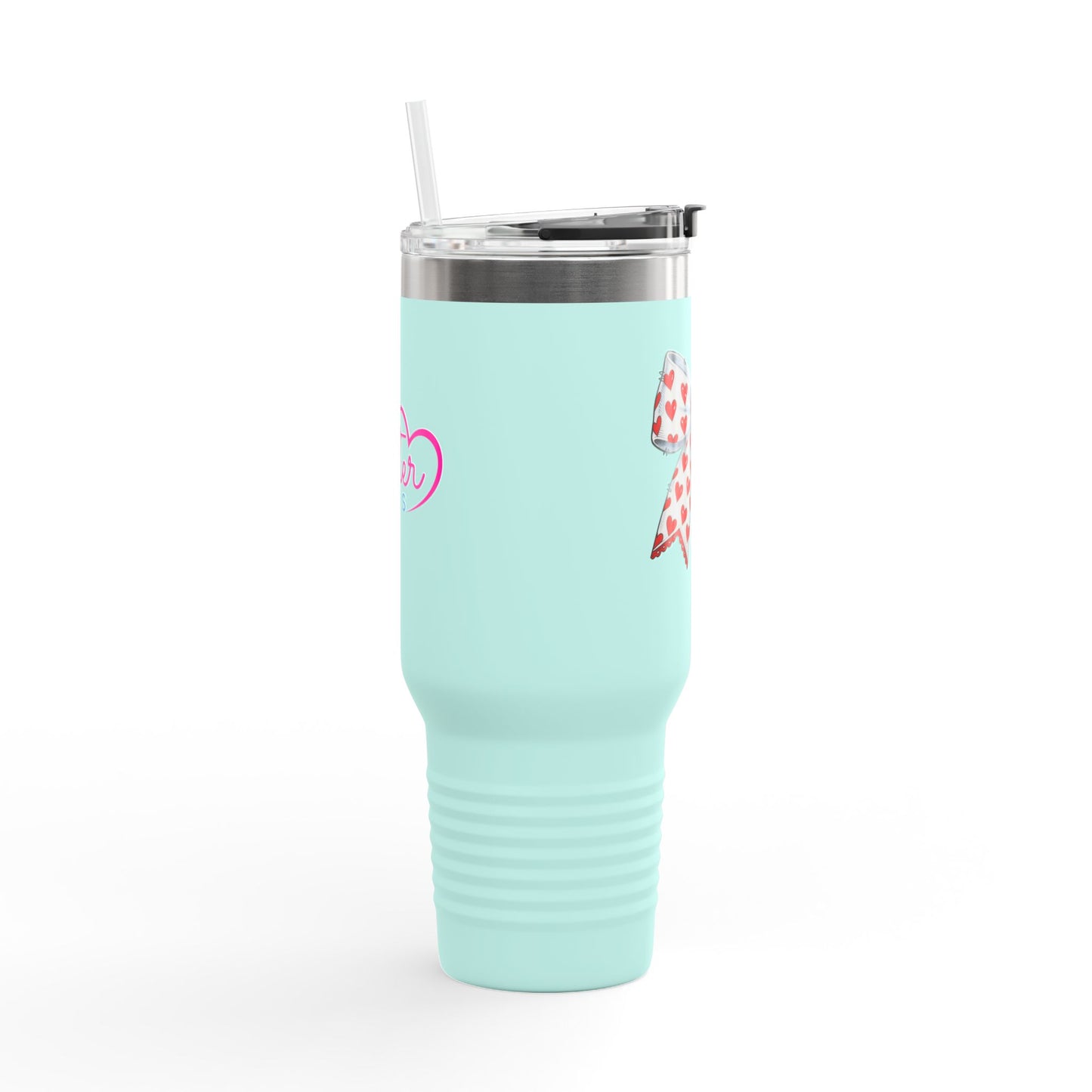 Coquette Bow 40oz Insulated Travel Mug – Coquette Aesthetic Stainless Steel Tumbler with Straw | Cute Feminine BPA-Free Cup