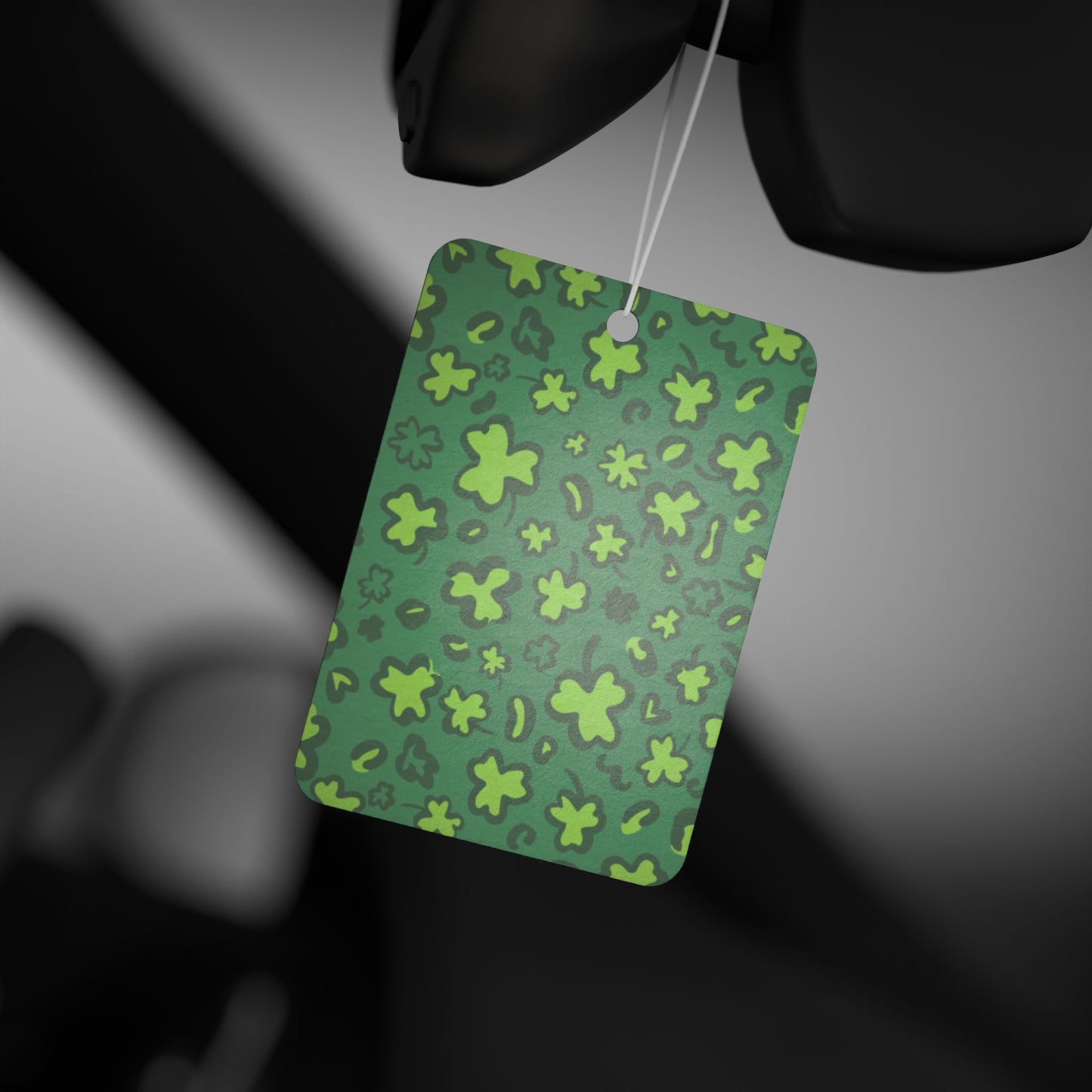 Green Clover Car Air Freshener – Lucky Retro Aesthetic Hanging Diffuser | Pine, New Car & Black Ice Scents