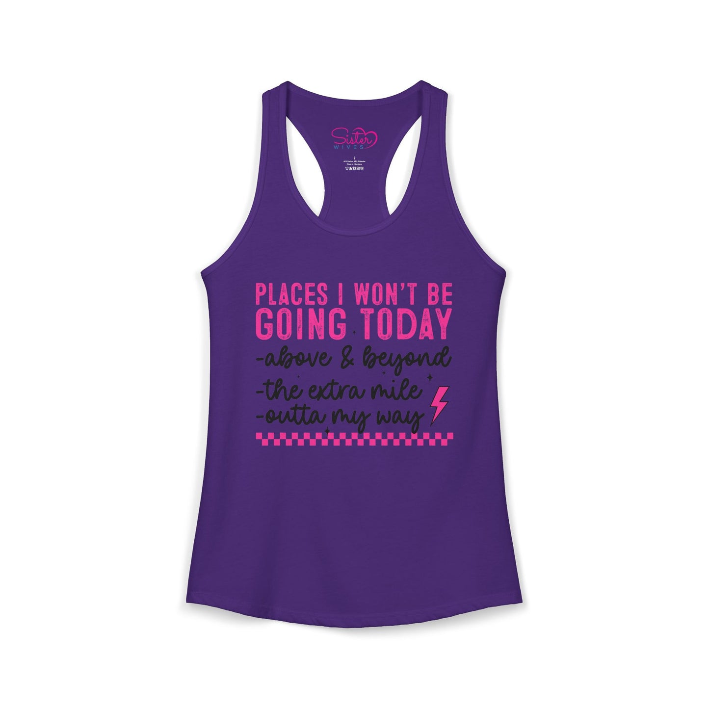 Places I Won’t Be Going Today Racerback Tank – Funny Introvert Shirt | Anti Social Humor Top | Relatable Graphic Tank