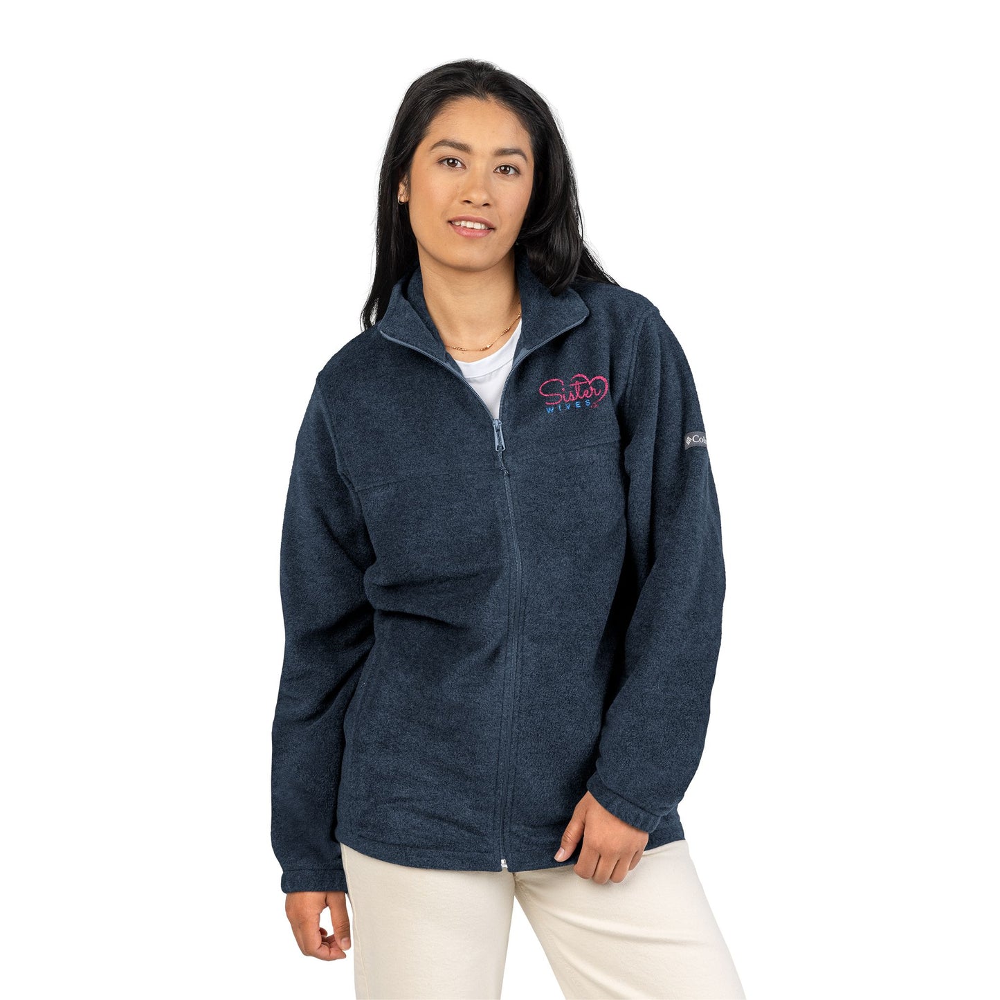 Sister Wives Logo Cozy Unisex Columbia Fleece Jacket - Embroidered Outdoor Layer, Perfect Gift for Hiking, Camping, and Everyday Wear