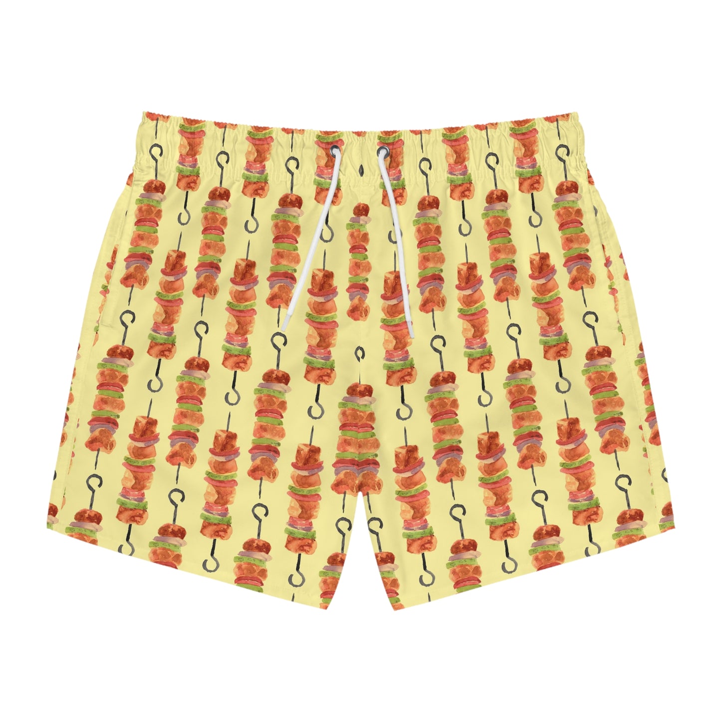 Men’s BBQ Swim Trunks – Grill & Cookout Boardshorts | Funny Food Print Swimwear | Fast-Dry Summer Swim Shorts