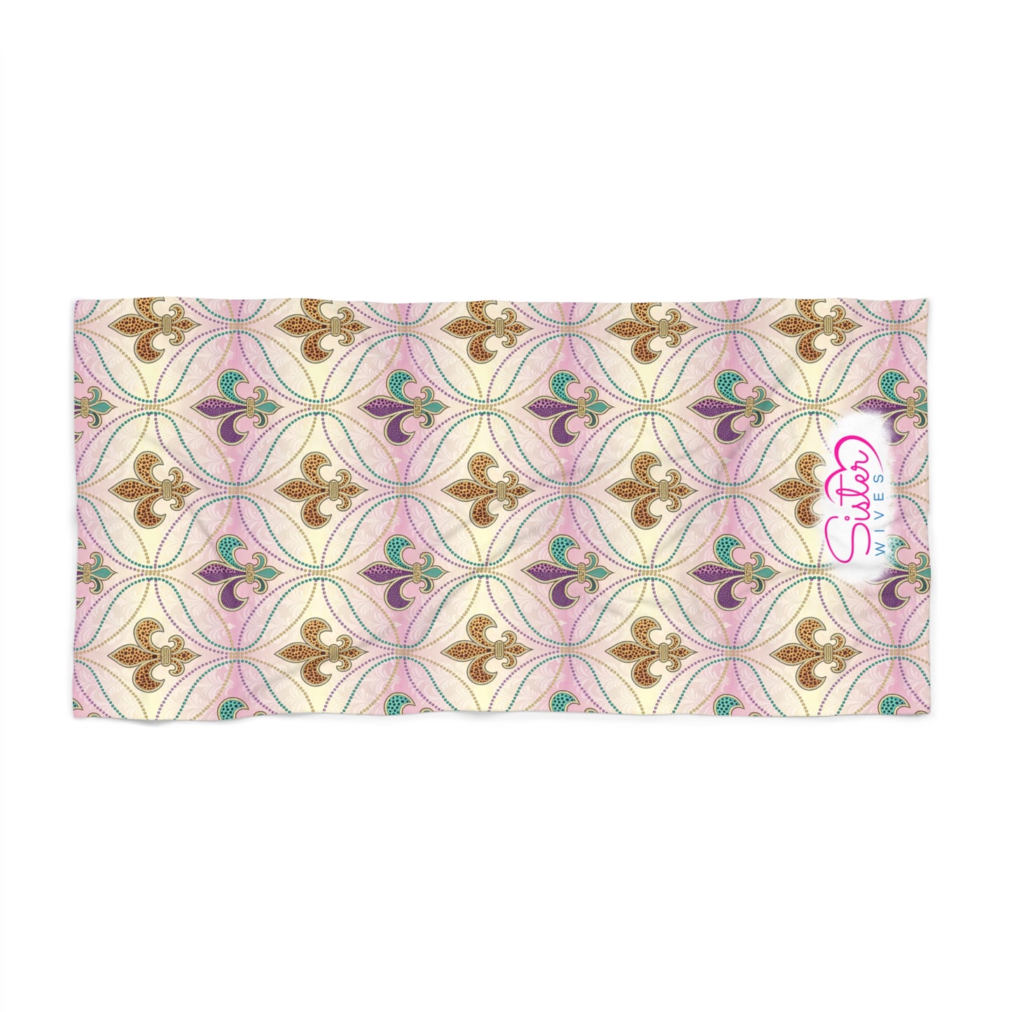Mardi Gras Cheetah Print Beach Towel | Polyamory ENM Friendly | Matching Couple & Throuple Towel | Festival Cruise Pool & Resort Towel