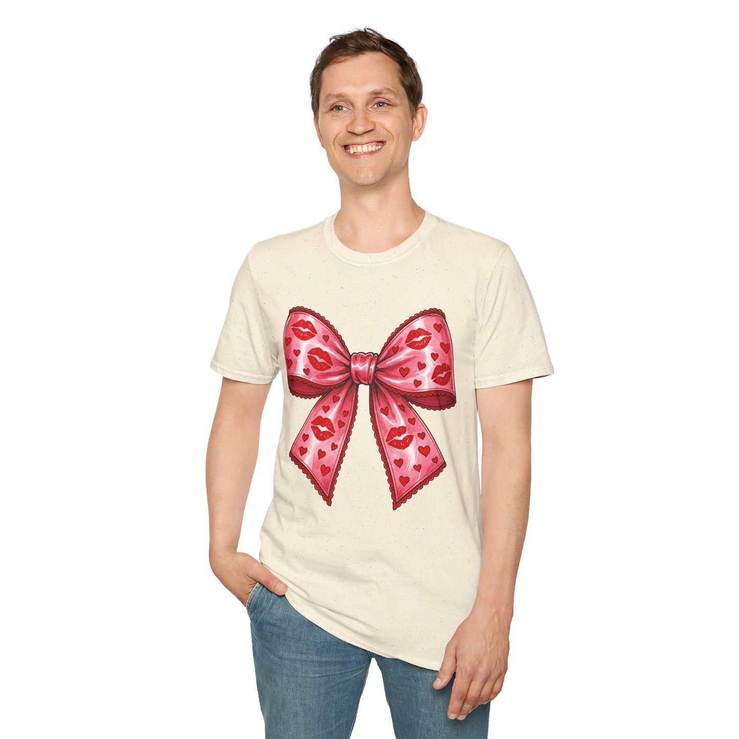 Red Coquette Bow Shirt – Flirty Valentine Bow T-Shirt, Polyamory ENM Non-Monogamy Symbol Tee, Unisex Gildan 64000