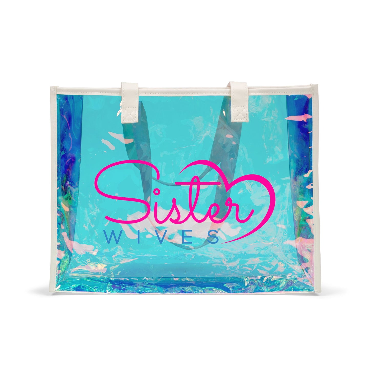 Holographic 'Sister Wives' Beach Tote Bag – Iridescent Pool-Ready Carryall