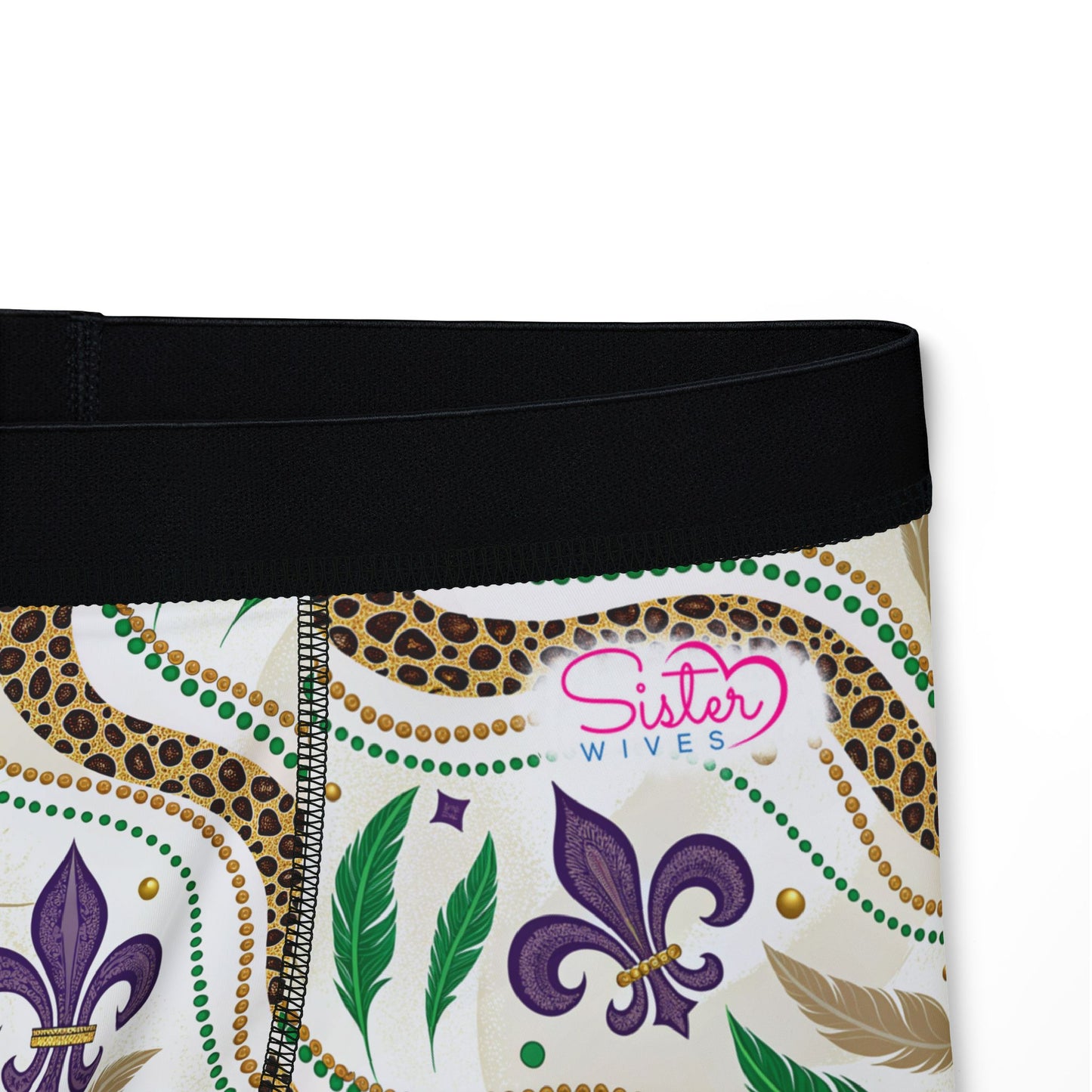 Mardi Gras Cheetah Print Men’s Boxer Briefs | Polyamory ENM Pride Underwear, Matching Couples Underwear