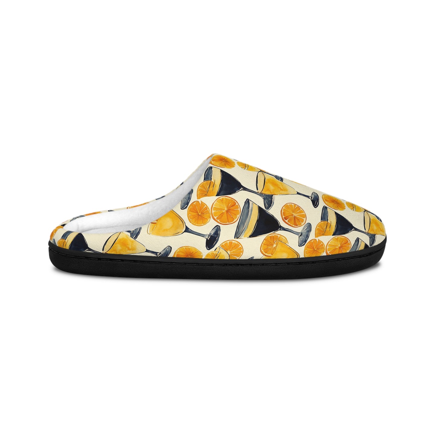 Men’s Cocktail Slippers – Citrus Martini Indoor House Shoes | Polyamory ENM Lifestyle Loungewear | Cozy Non-Slip Slippers