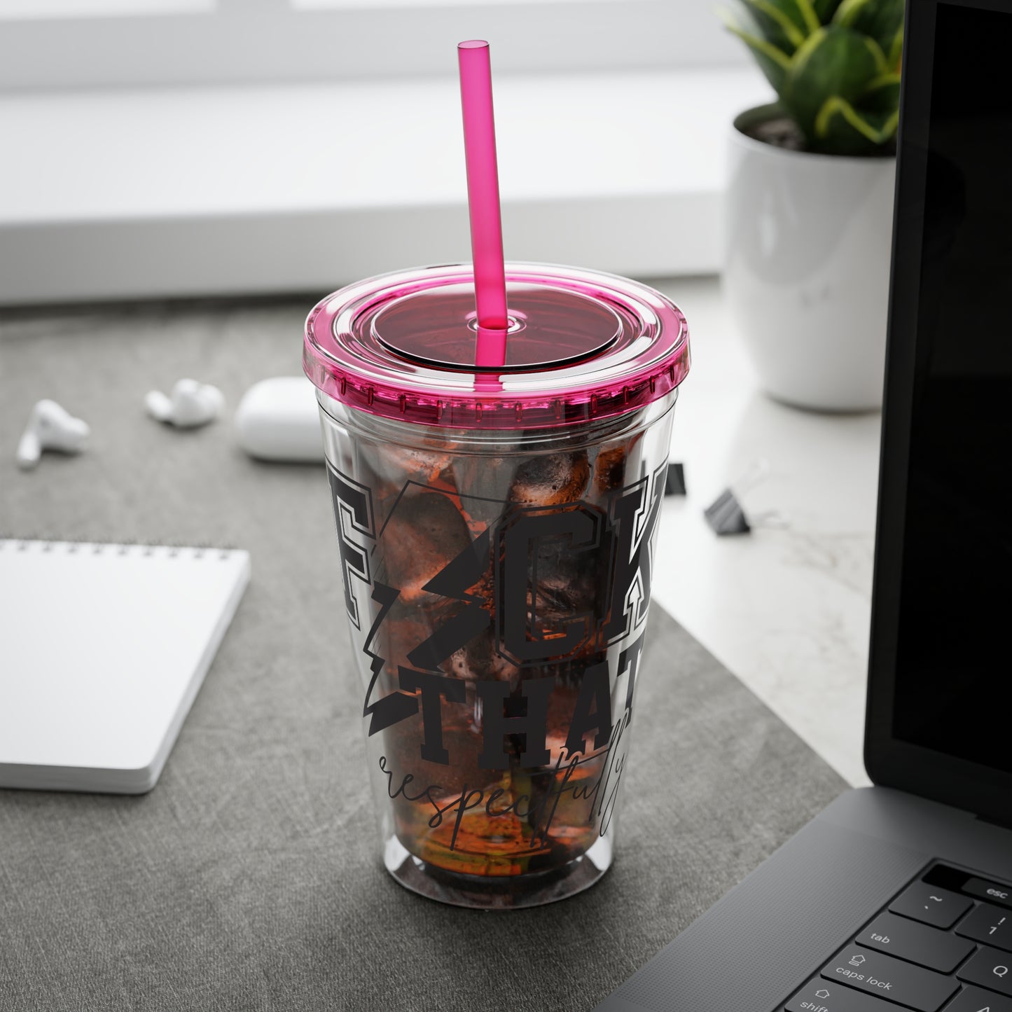 Fuck That, Respectfully” 16oz Sunsplash Tumbler | Funny Sarcastic Humor Cup | Sassy Attitude Drinkware | Bold Statement Travel Tumbler | Snarky Gift