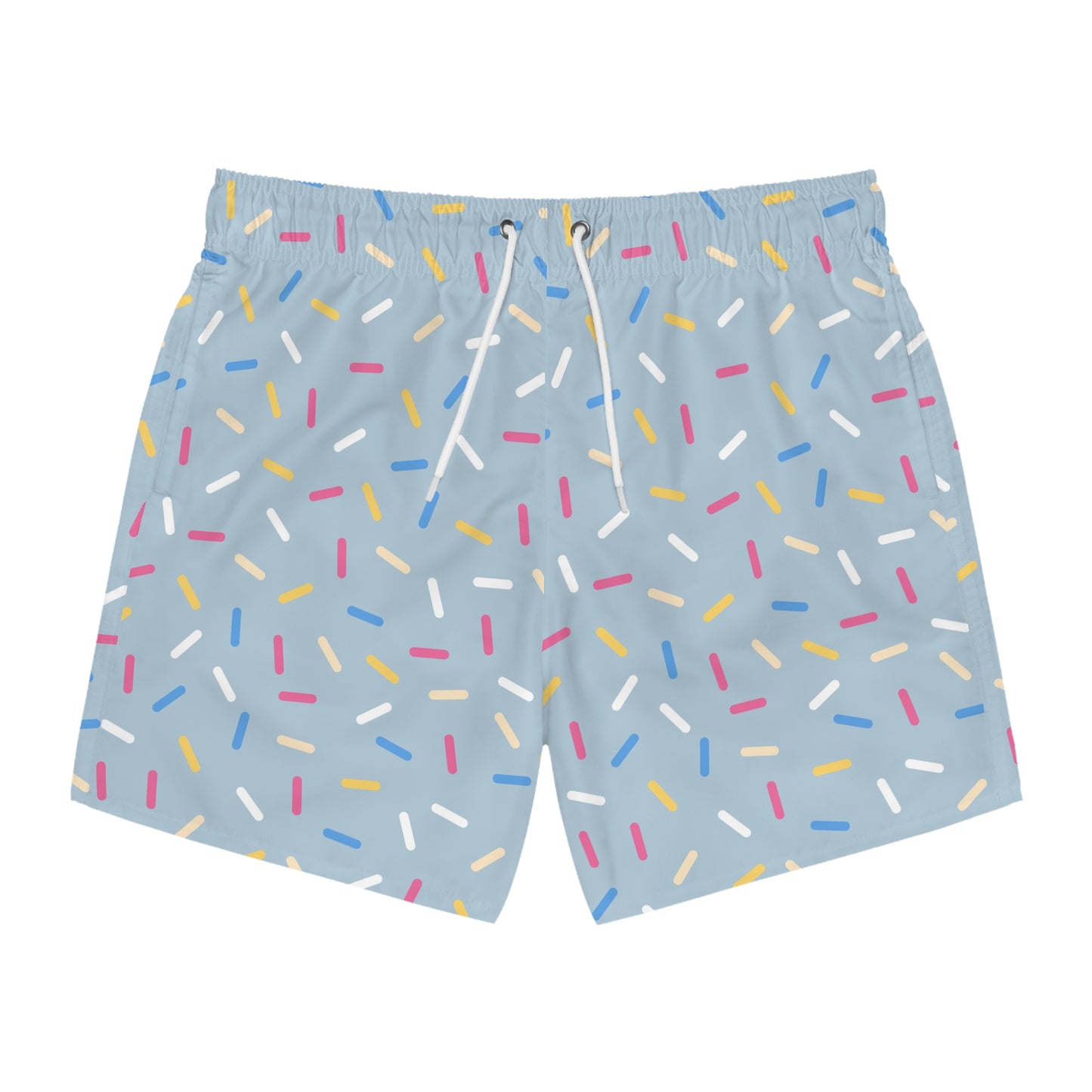 Men’s Rainbow Sprinkle Swim Trunks – Pastel Confetti Summer Swim Shorts, Fun Pool & Beach Board Shorts, Fast-Dry AOP Trunks
