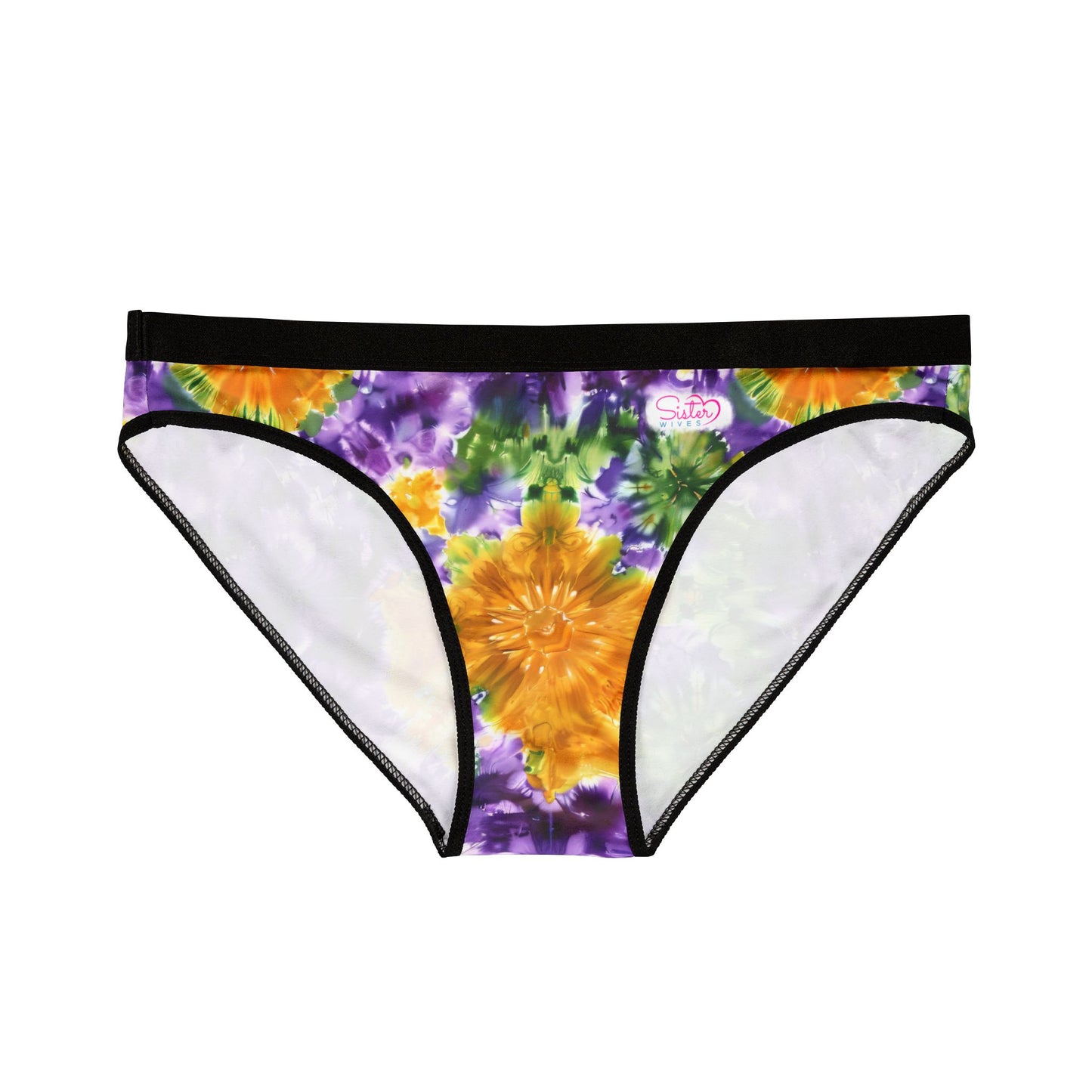 Mardi Gras Tie-Dye Women’s Panties | Polyamory ENM Pride Underwear | Ethical Non-Monogamy Lingerie | Colorful Festival-Inspired Bikini Briefs