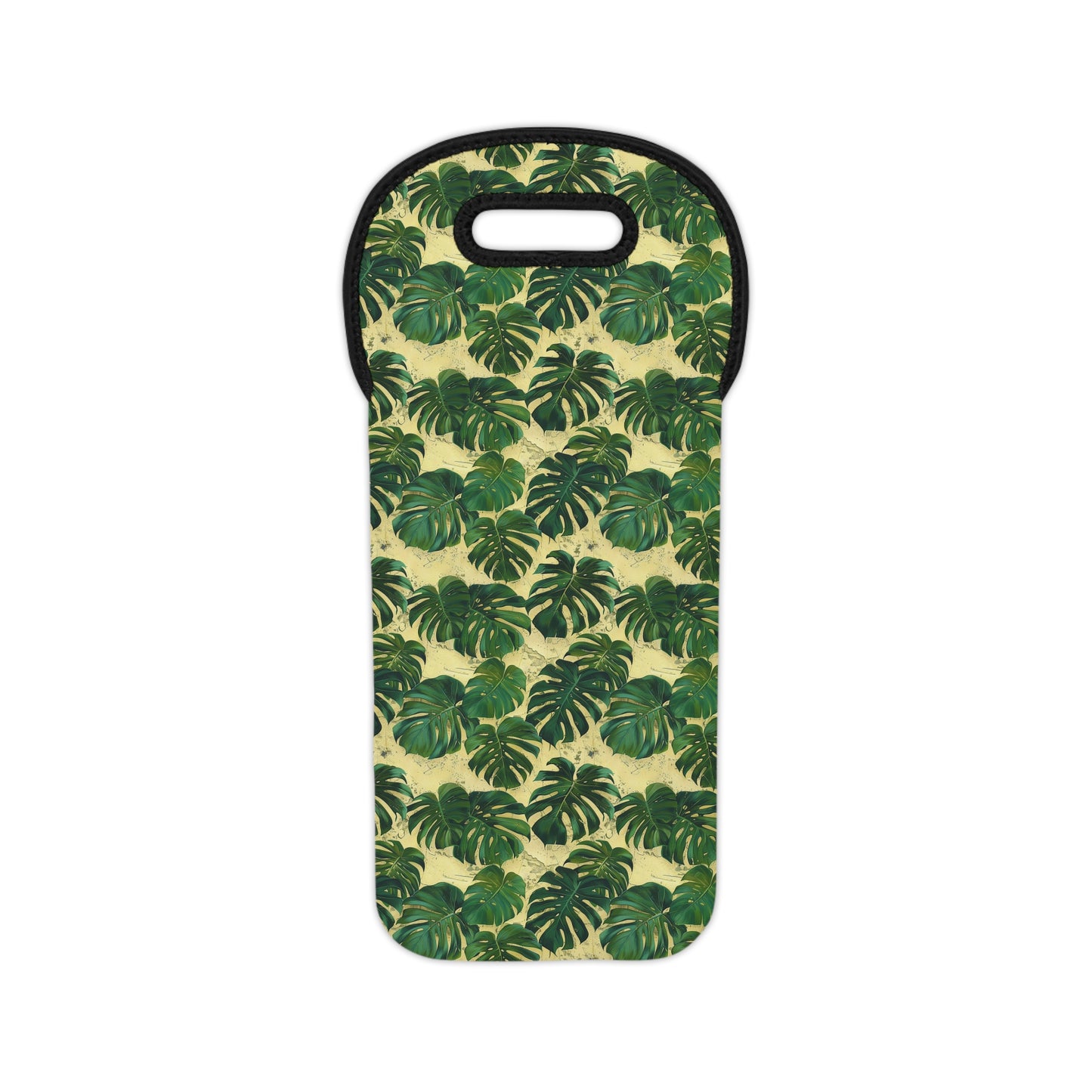 Tropical Leaf Wine Tote Bag – Reusable Neoprene Wine Bottle Carrier with Handle