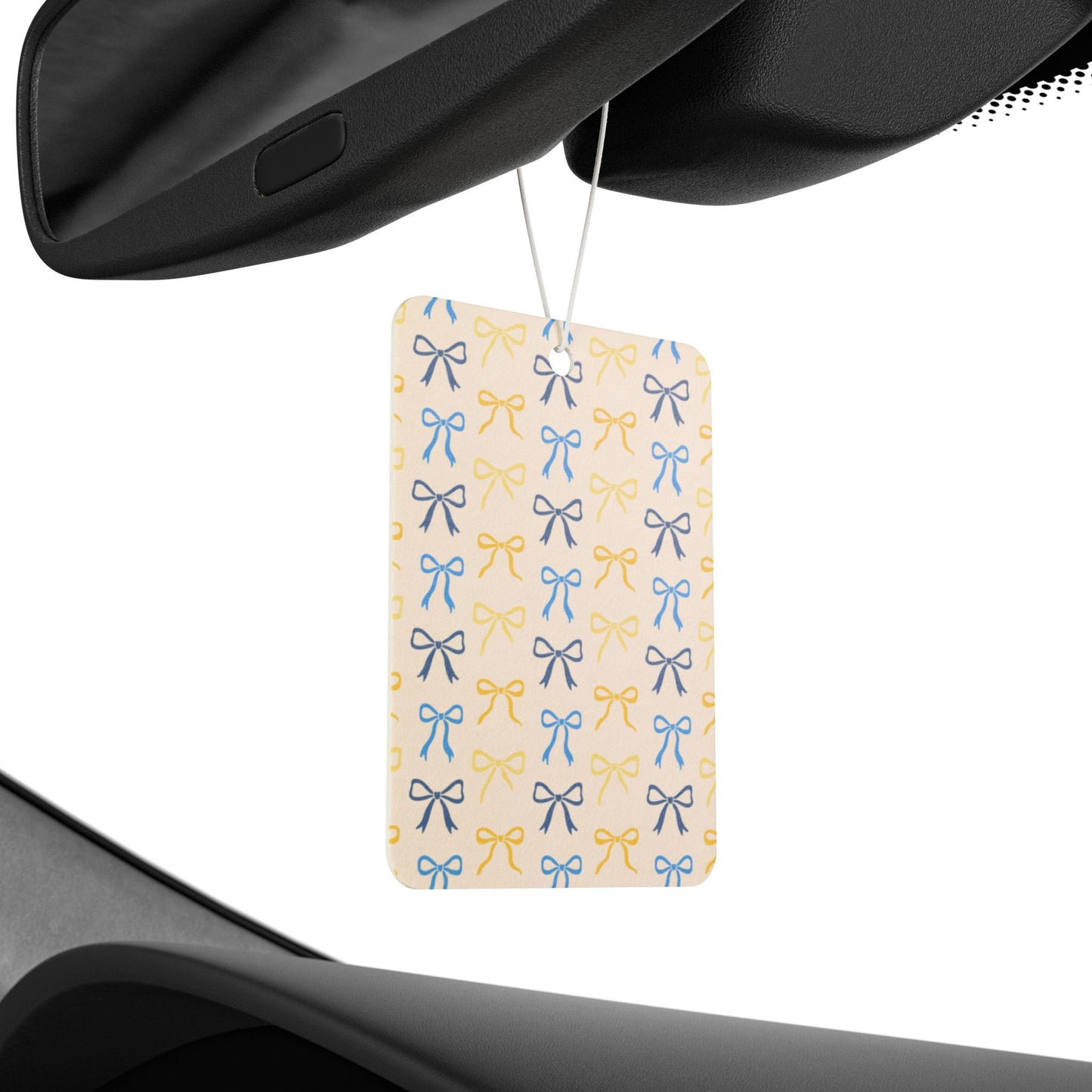 Bow Aesthetic Car Air Freshener – Coquette Neutral Hanging Diffuser | Pine, New Car & Black Ice Scents