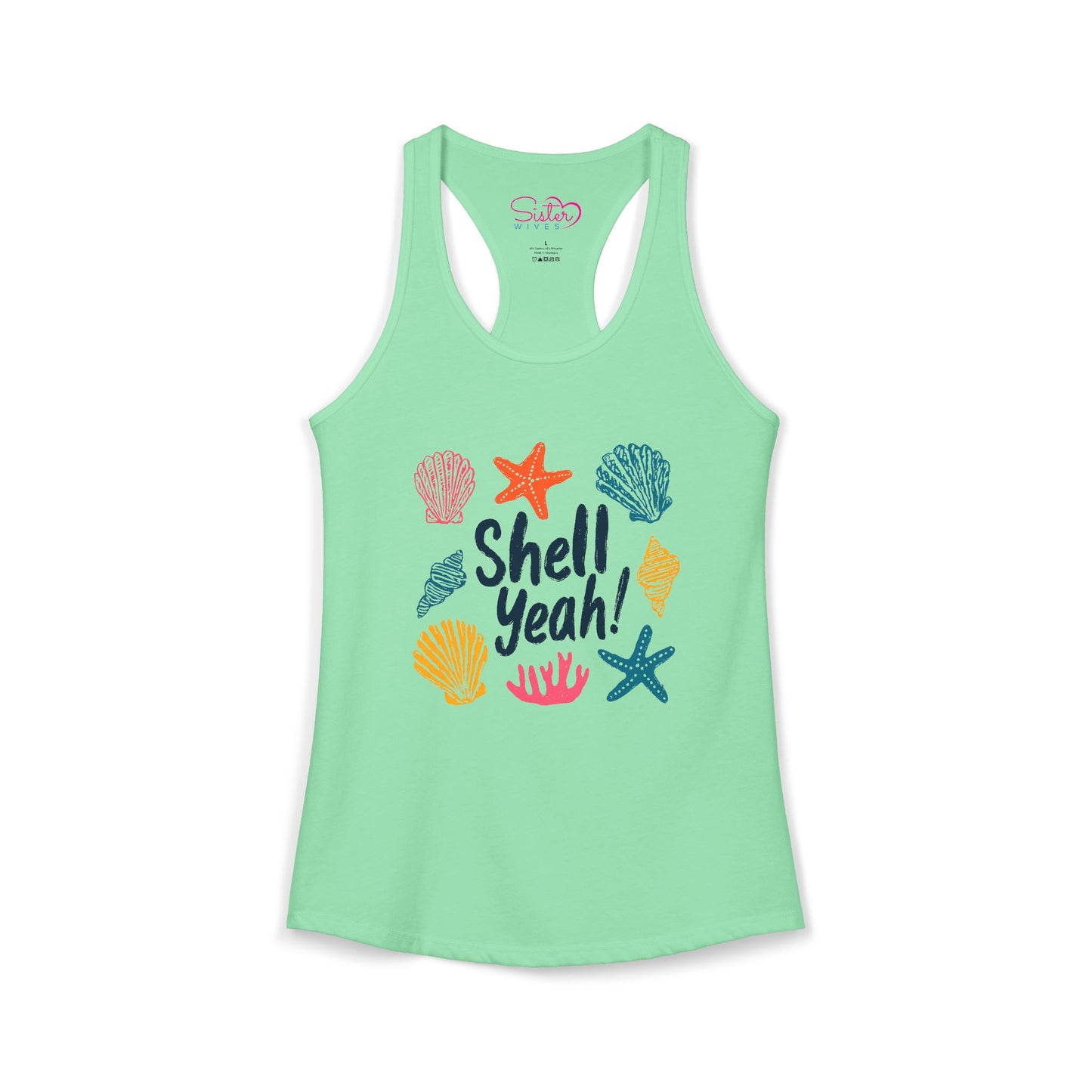 Shell Yeah Racerback Tank – Cute Beach Tank Top | Coastal Summer Shirt | Funny Ocean Graphic Tank