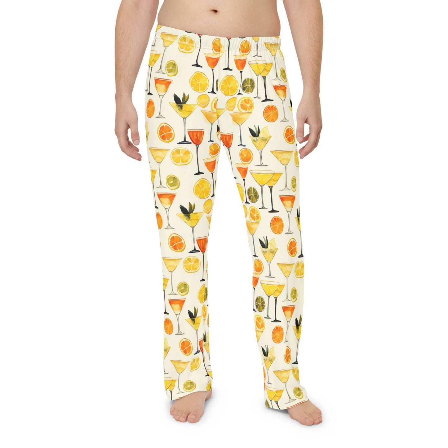 Men’s Citrus Cocktail Pajama Pants | Citrus Martini Lounge Pants | Playful Bar Cart Sleepwear | Polyamory & ENM Friendly
