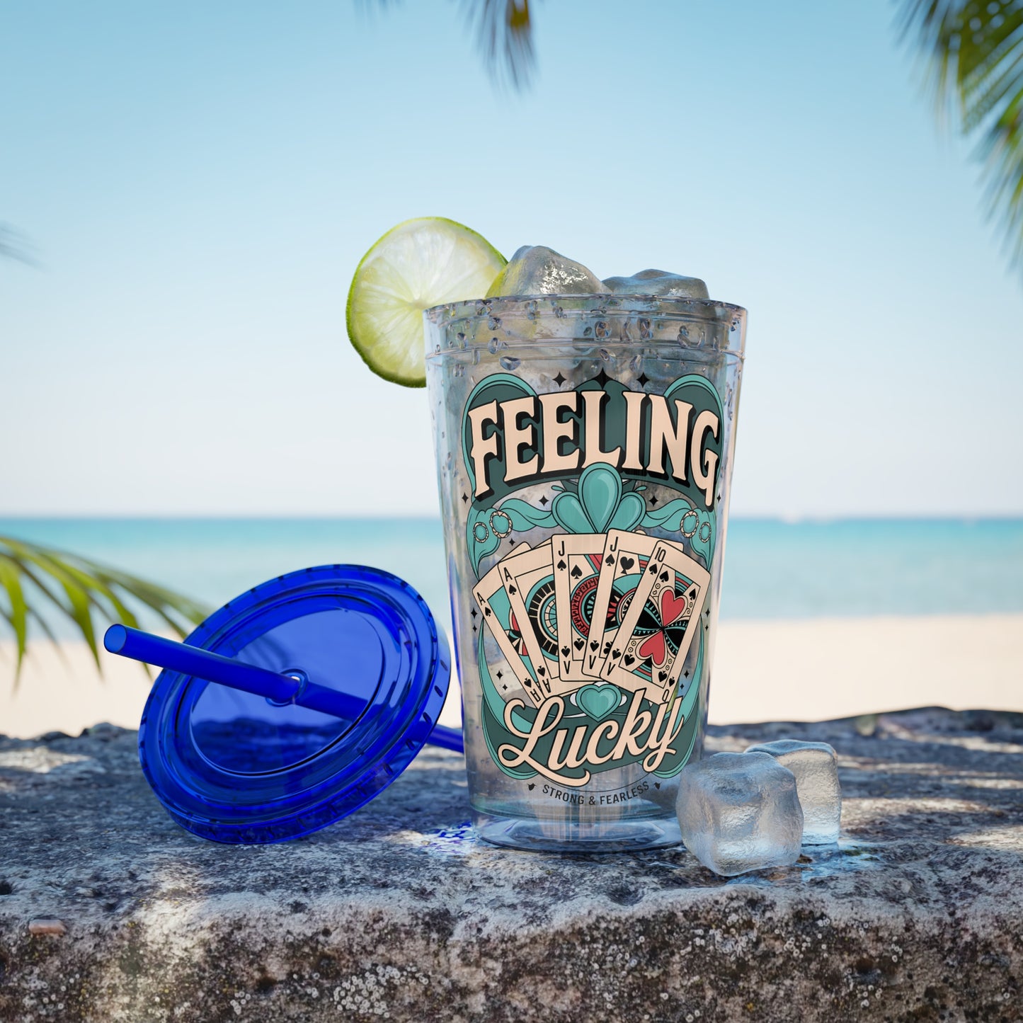 Feeling Lucky? Swinger Lifestyle 16oz Sunsplash Tumbler | Polyamory Pride Cup | ENM Drinkware | Ethical Non-Monogamy Gift | Open Relationship Aesthetic | Lifestyle Party Travel Cup