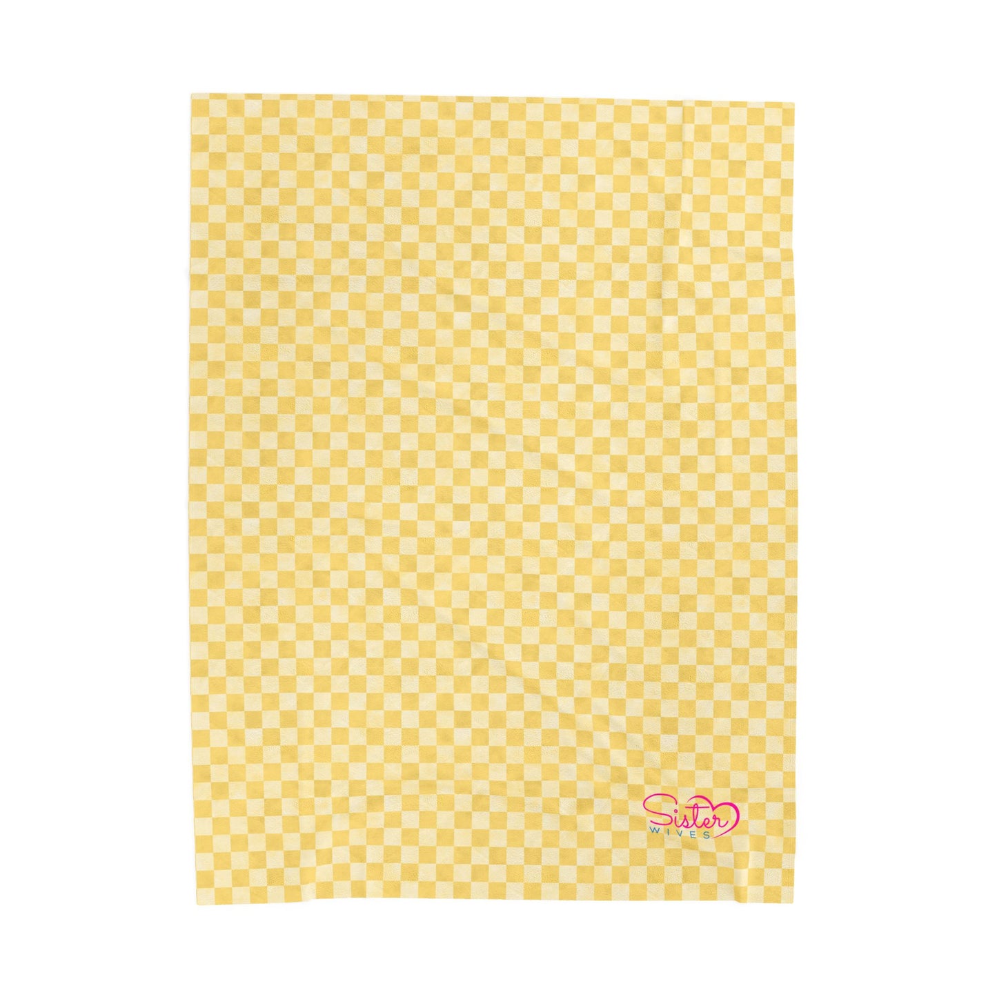 Yellow Checker Plush Blanket | Cozy Velveteen Throw | ENM & Polyamory Friendly Home Decor | Chosen Family Aesthetic Blanket