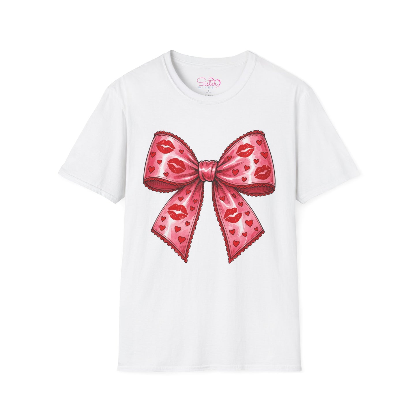 Red Coquette Bow Shirt – Flirty Valentine Bow T-Shirt, Polyamory ENM Non-Monogamy Symbol Tee, Unisex Gildan 64000