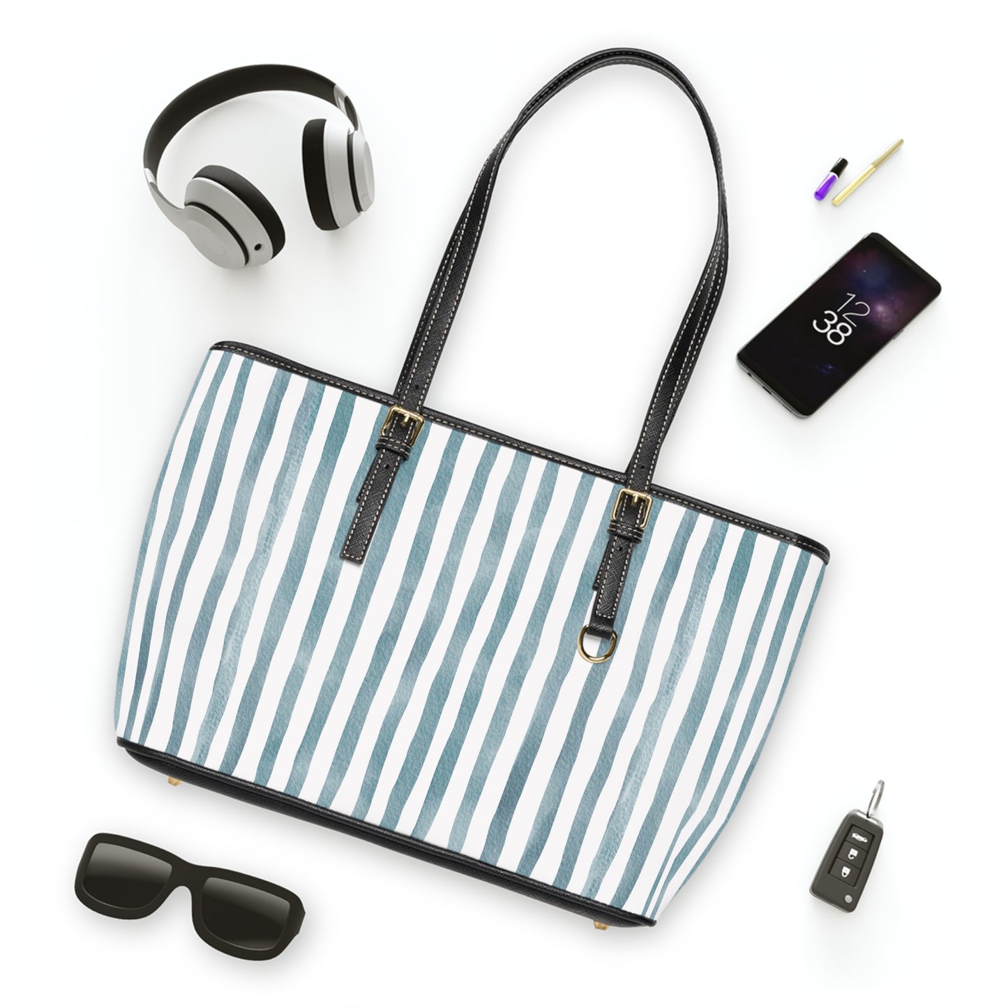 XL Stripe Shoulder Purse – Polyamory Sisterwives ENM Friendly Tote | Swinger Lifestyle Handbag | Soft Blush Minimalist Weekend Bag