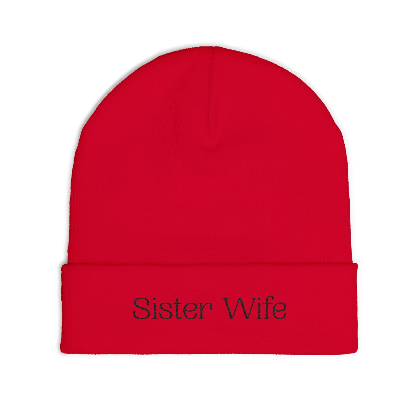 Sister Wife Beanie | Embroidered Knit Hat | Polyamory Lifestyle Apparel | Ethical Non-Monogamy Winter Hat | Cozy Minimalist Beanie