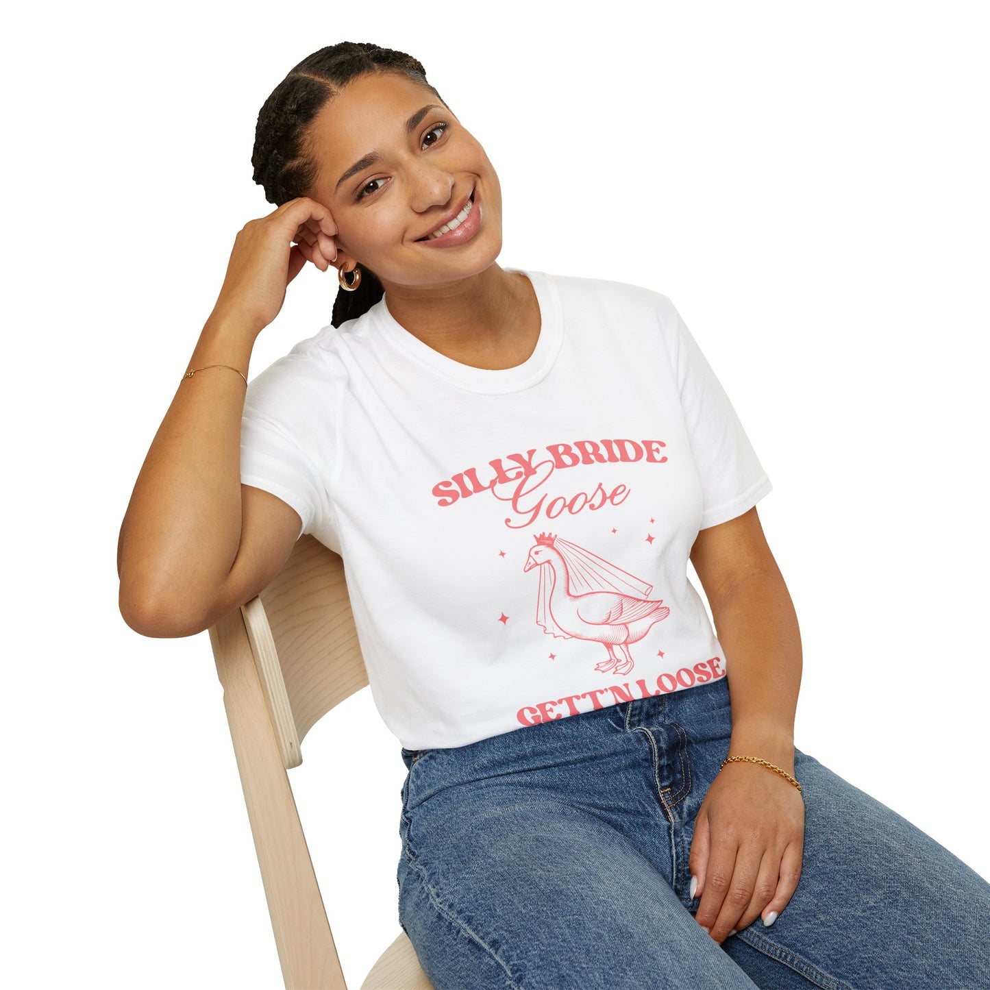Silly Bride Goose Gettin Loose Shirt – Funny Bachelorette Party Tee, Bride Humor Wedding Shirt, Poly-Friendly Unisex Gildan 64000