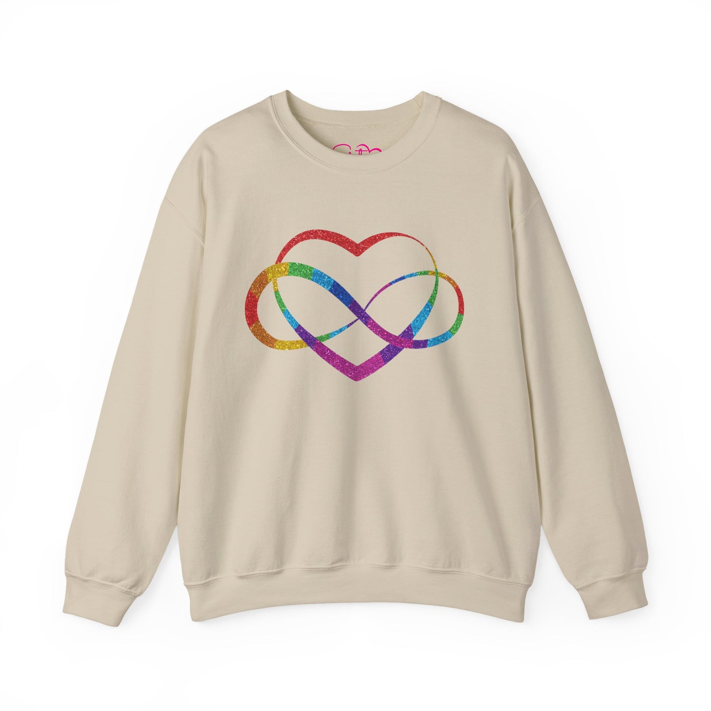Infinity Heart Crewneck Sweatshirt | Polyamory & ENM Symbol Pullover | LGBTQ+ Inclusive Chosen Family Apparel | Cozy Pride Sweatshirt