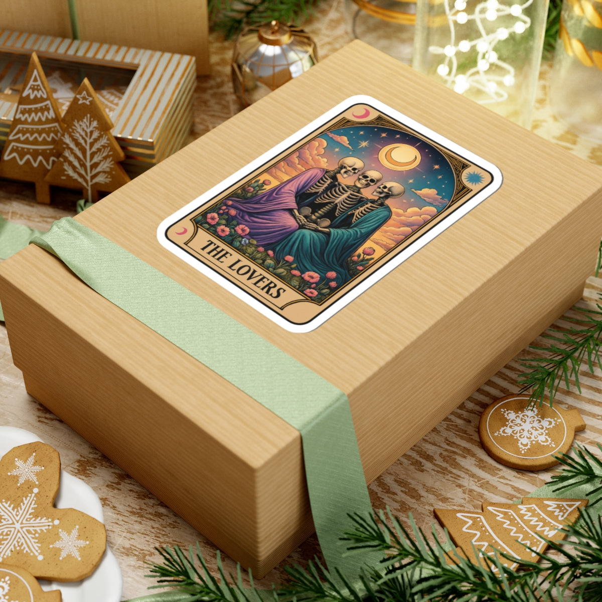 Lovers Tarot-Inspired Kiss-Cut Stickers | The Lovers Design | Aesthetic Laptop Decals, Cute Gift, Boho Decor, Halloween Decor