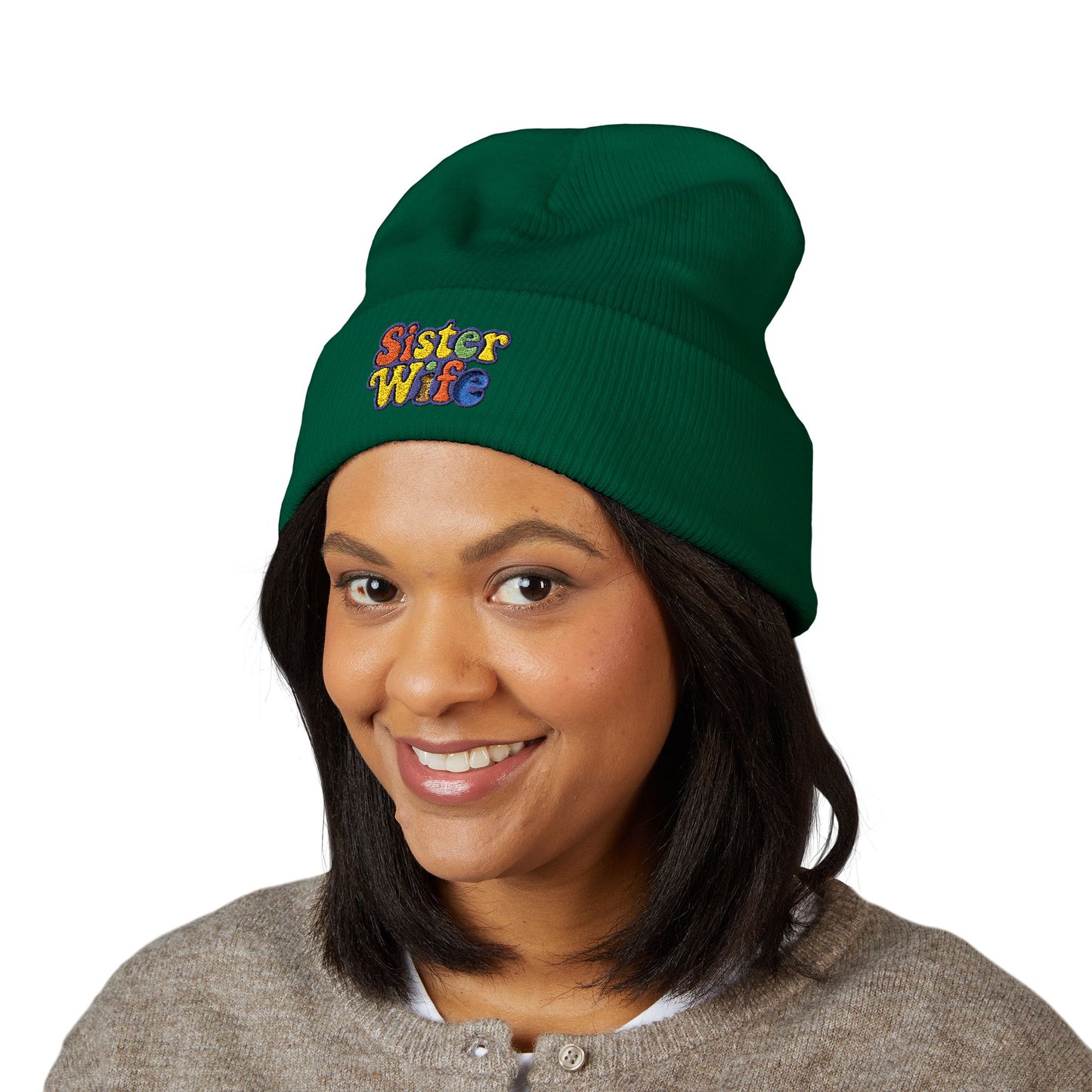 Embroidered Sister Wife Beanie || Cozy Winter Hat || Perfect Gift for Her || Unique Birthday Present || Warm Knit Cap