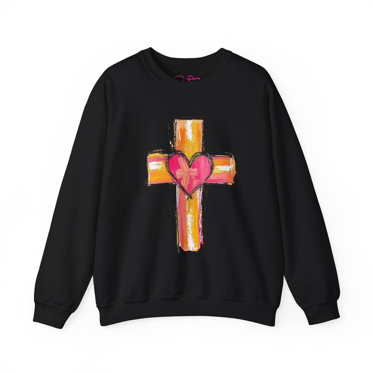 Cross with Heart Crewneck Sweatshirt | Love-Centered Faith Pullover | Inclusive Christian Apparel | Cozy Spiritual Sweatshirt