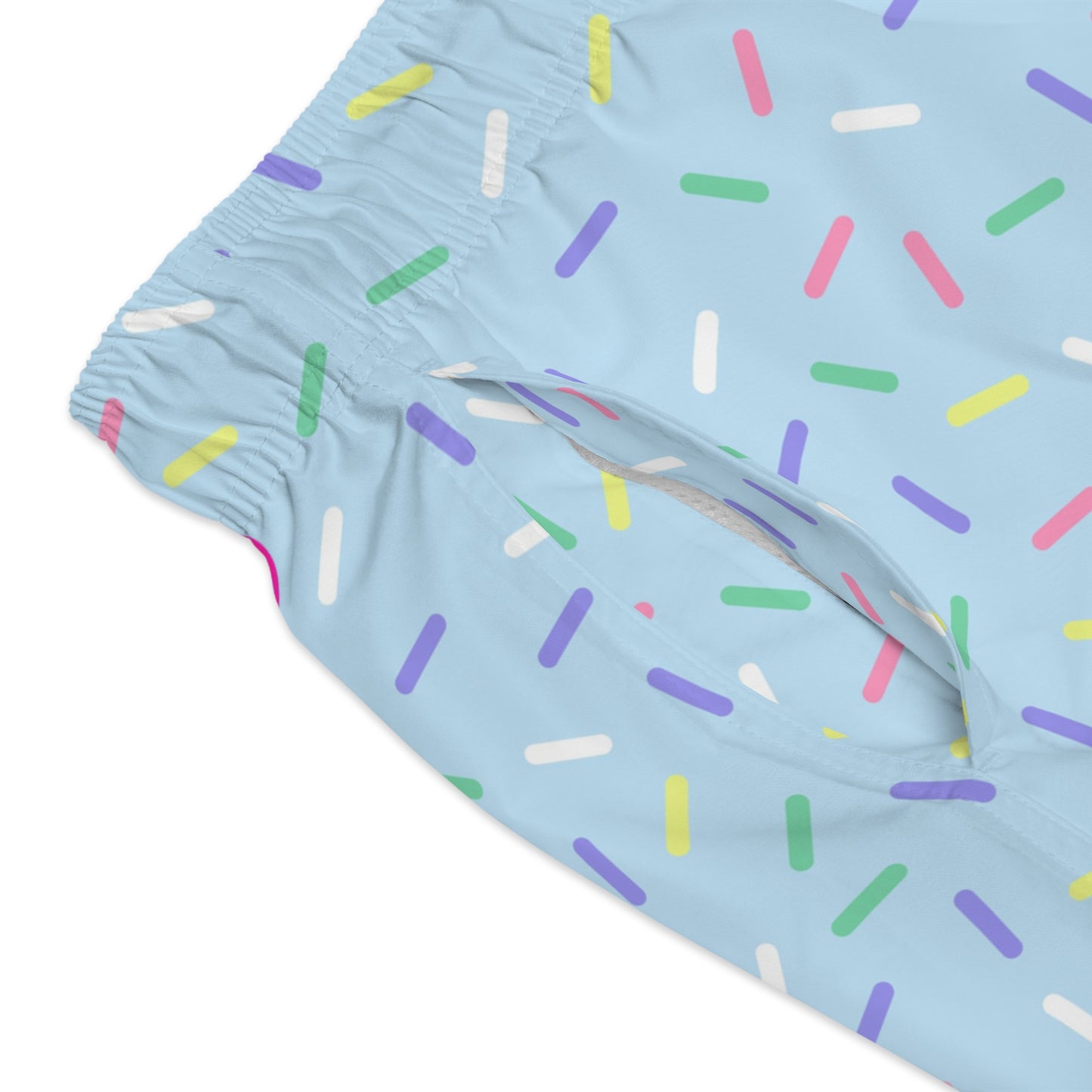 Men’s Rainbow Sprinkle Swim Trunks – Pastel Confetti Summer Swim Shorts, Fun Pool & Beach Board Shorts, Fast-Dry AOP Trunks
