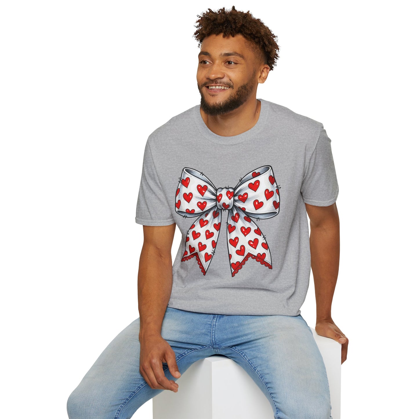 Valentine's Day Red Coquette Bow Shirt – Flirty Valentine Bow T-Shirt, Polyamory ENM Non-Monogamy Symbol Tee, Unisex Gildan 64000
