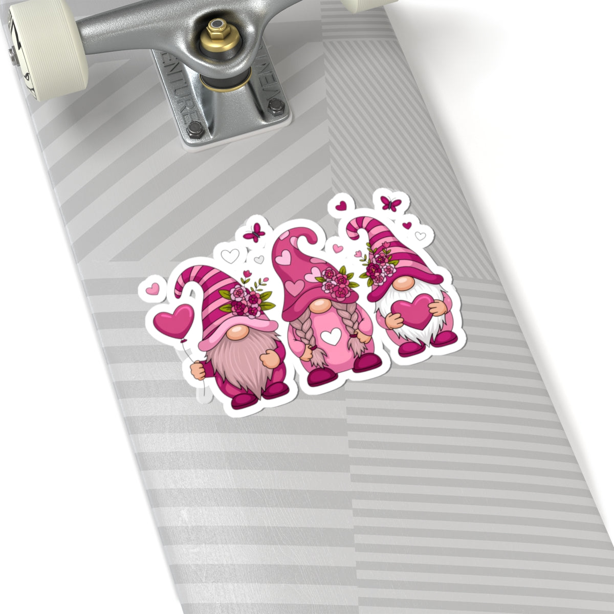 Valentine’s Throuple Gnome Kiss-Cut Sticker | Polyamory ENM Pride Vinyl Decal | Chosen Family Gnomes | Swinger & Non-Monogamy Love Sticker