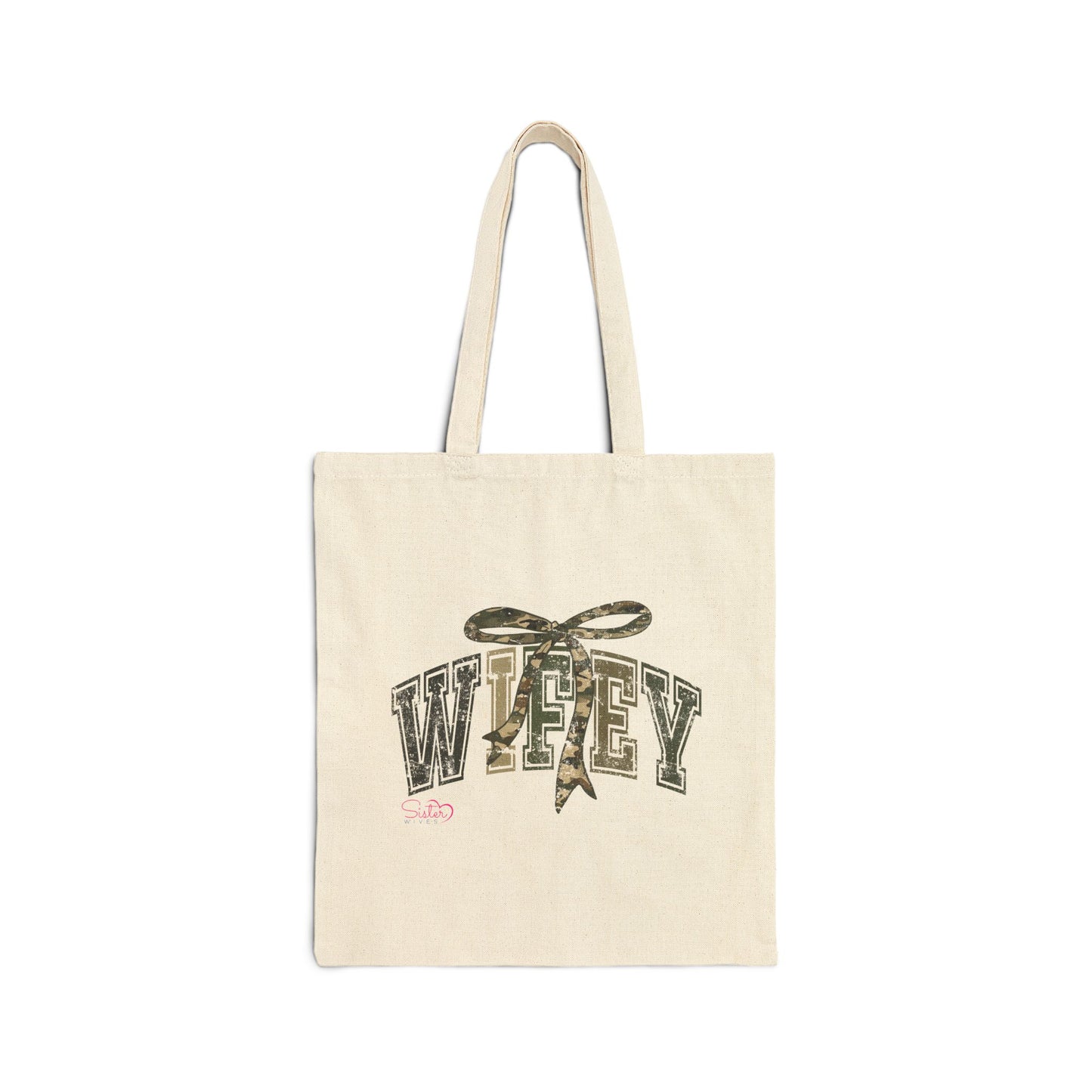 Wifey Canvas Tote Bag – Minimalist Bow Typography Tote | Everyday Carry, Gift for Spouses, Cute Neutral Aesthetic Bag