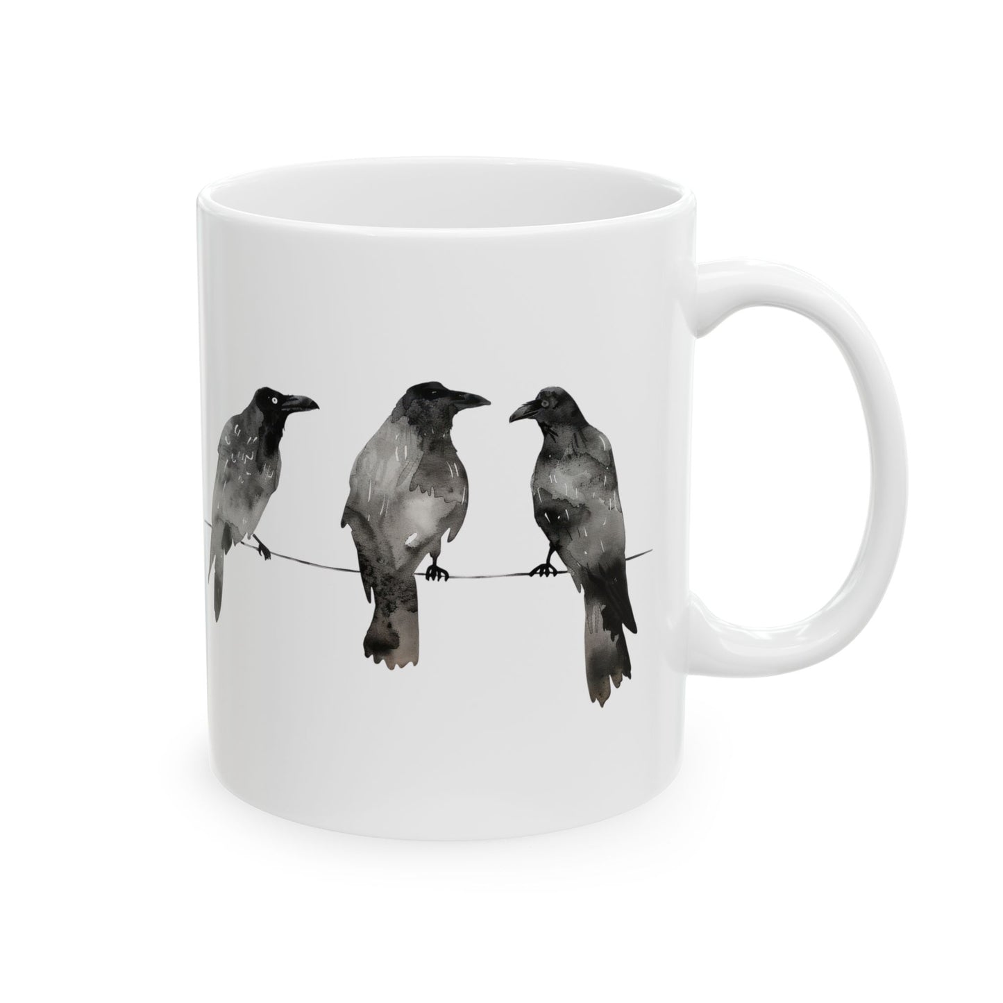 Three Crows Mug | Chosen Family Coffee Cup | Polyamory & Sisterwives Symbol Mug | Ethical Non-Monogamy Gift | Cozy Ceramic Mug