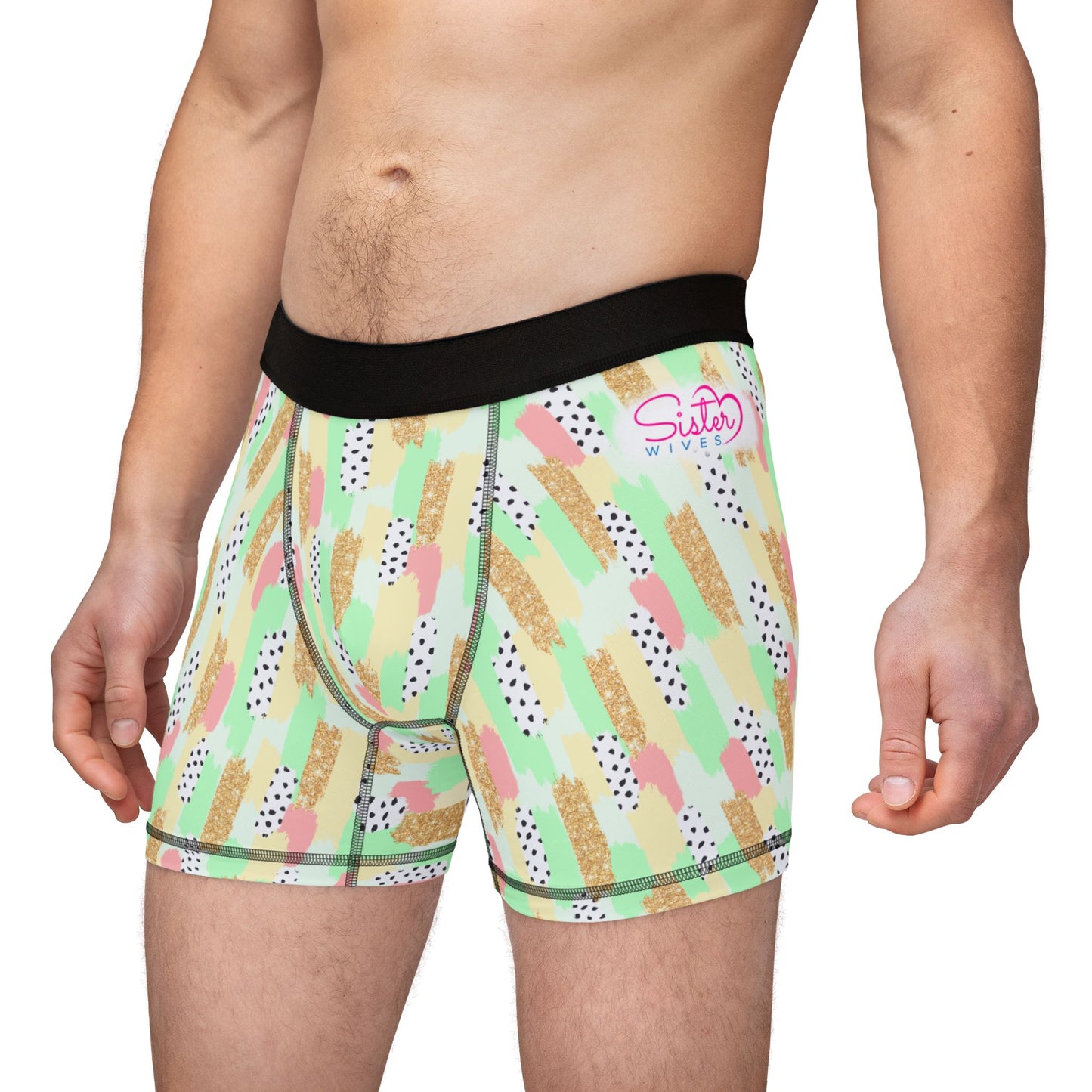 Pastel Abstract Men’s Boxer Briefs | Polyamory-Friendly Underwear | ENM Men’s Loungewear | Aesthetic Stretch Boxer Briefs | Body-Positive Intimates