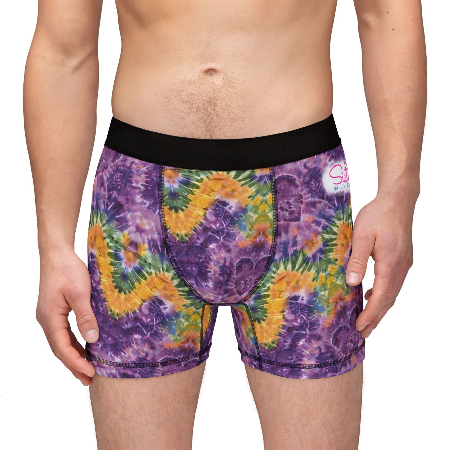 Mardi Gras Tie-Dye Men’s Boxer Briefs | Polyamory ENM Pride Underwear | Ethical Non-Monogamy Lifestyle Boxers | Colorful Festival-Inspired Men’s Underwear