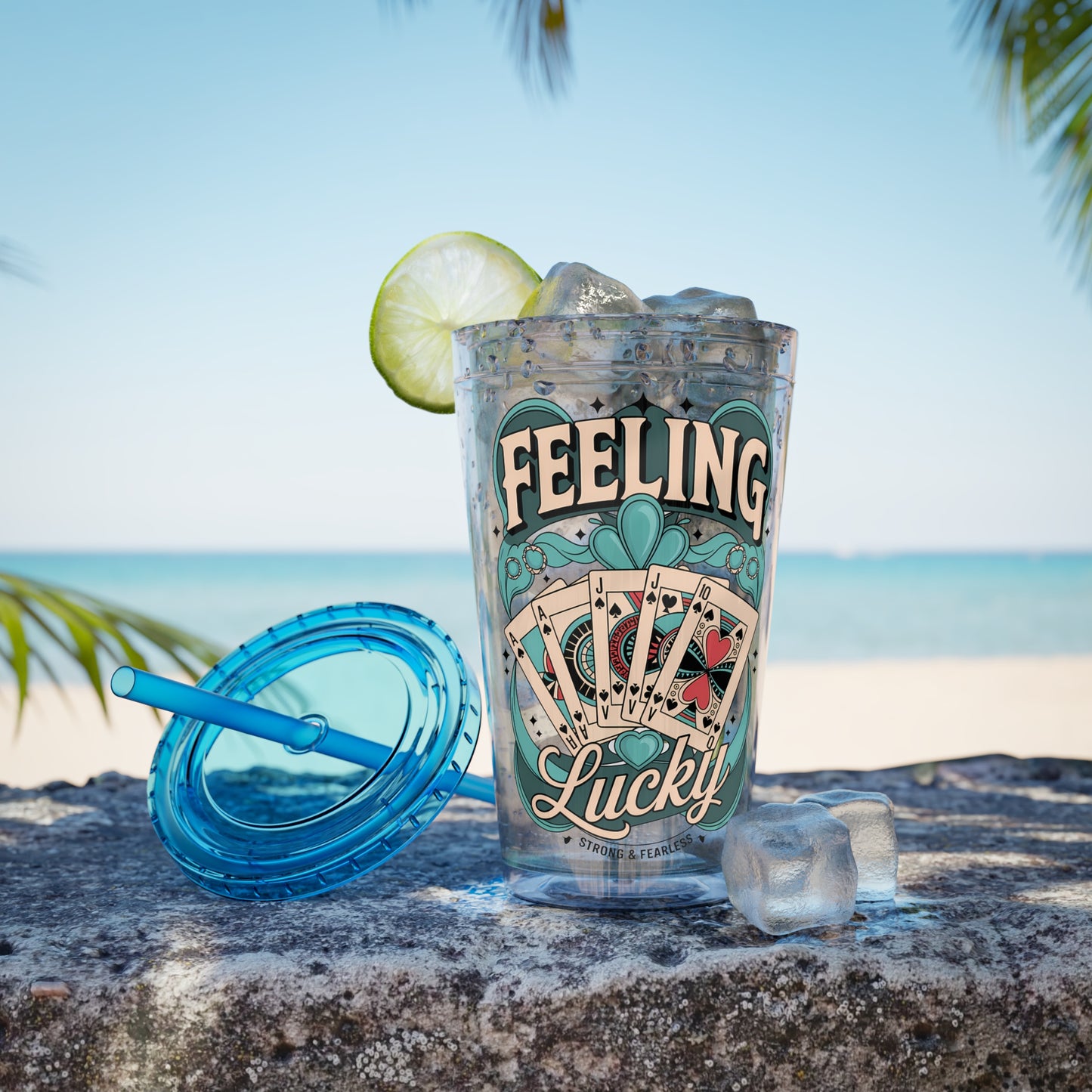 Feeling Lucky? Swinger Lifestyle 16oz Sunsplash Tumbler | Polyamory Pride Cup | ENM Drinkware | Ethical Non-Monogamy Gift | Open Relationship Aesthetic | Lifestyle Party Travel Cup