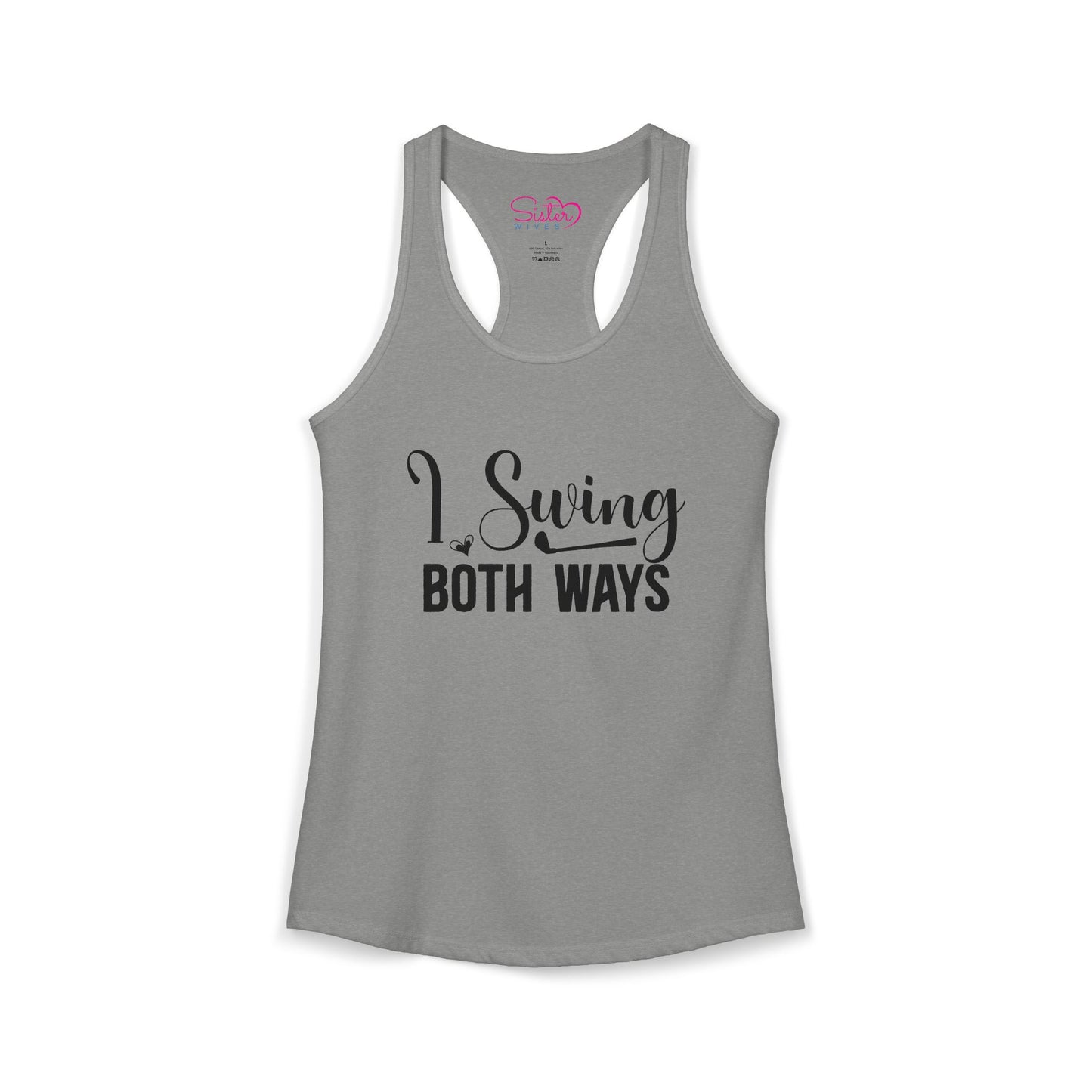 I Swing Both Ways Racerback Tank | Bisexual & Swinger Humor Tank Top | ENM Friendly Summer Shirt | Playful Inclusive Apparel