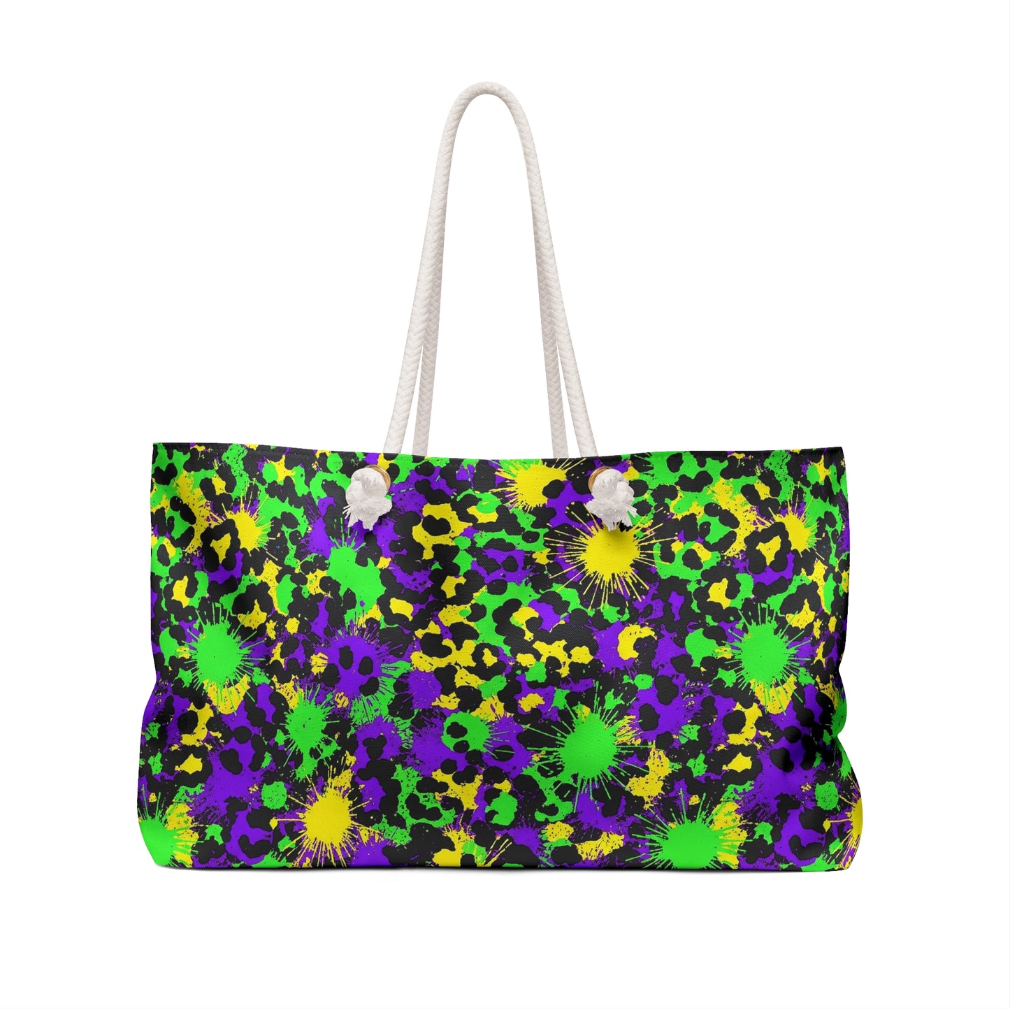 Mardi Gras Cheetah Print Weekender Bag | Polyamory ENM Friendly Travel Tote | Matching Couple & Throuple Overnight Bag | Festival & Cruise Carryall
