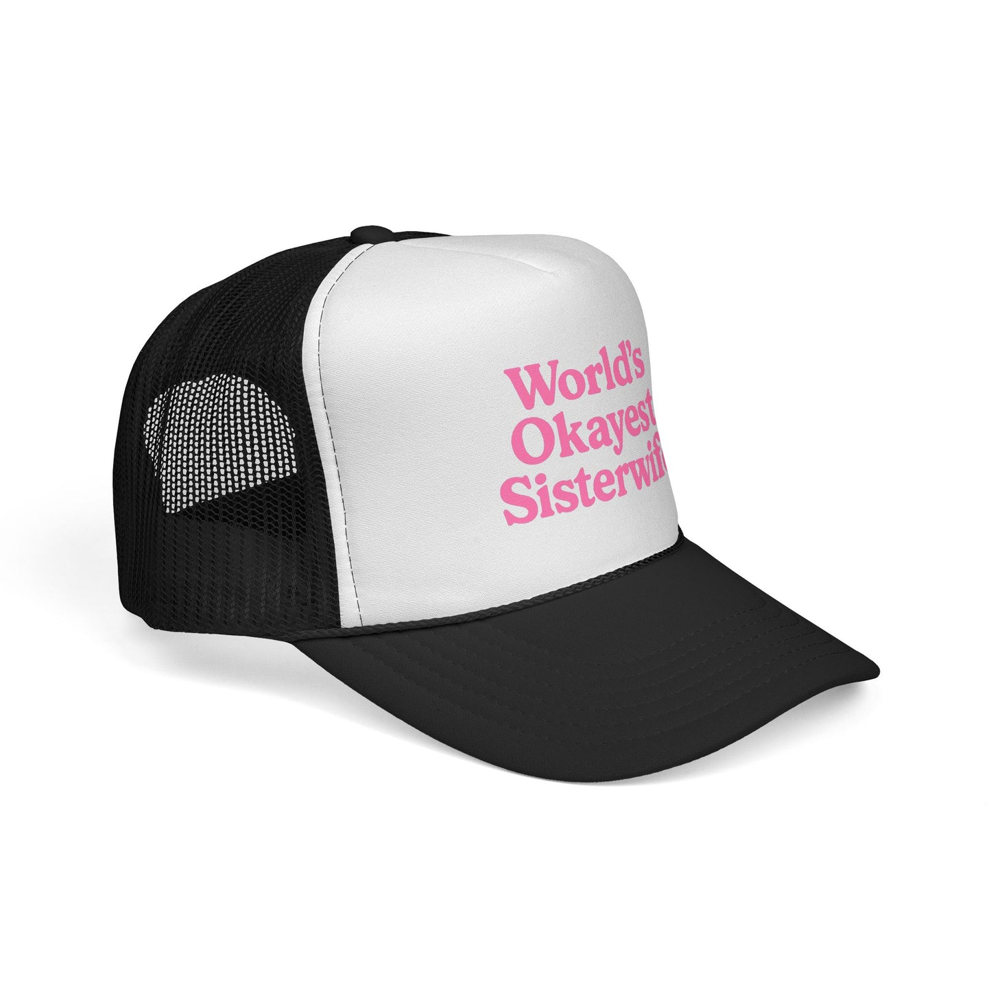 World's Okayest Sisterwife Trucker Cap, Funny Gift for Sisters, Unique Headwear for Events, Casual Style, Best for Family Gatherings