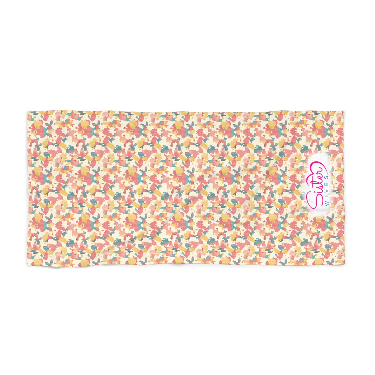Pastel Camo Beach Towel | Polyamory & ENM Friendly | Soft Aesthetic Pool & Beach Towel | Cruise, Resort & Pride Travel Towel | Sisterwives Collection