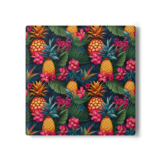 Upside-down Tropical Pineapple Coaster Set - Fun Summer Drink Coaster, Home Bar Decor, Tropical Party Supplies, Gift for Beach Lovers, Kitchen Accessory