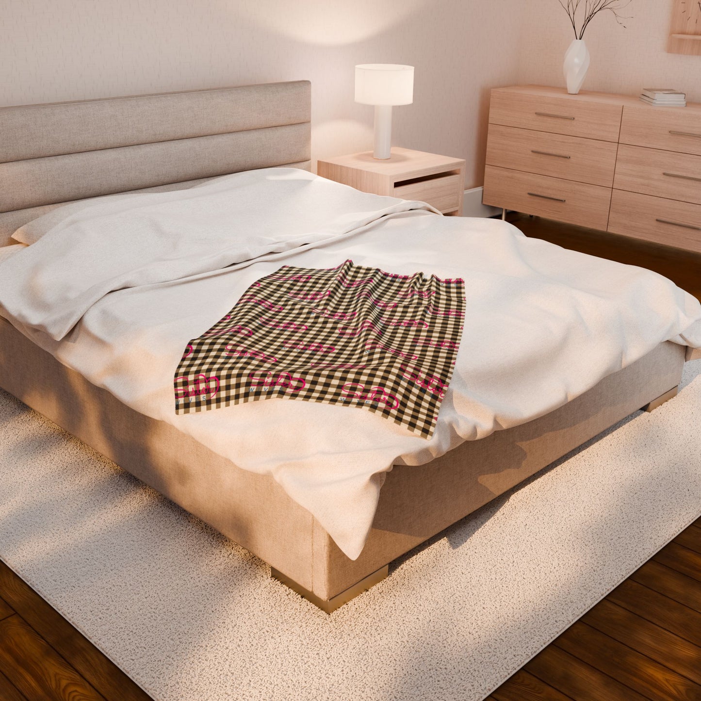 Sister Wives Black & White Checkered Velveteen Plush Blanket