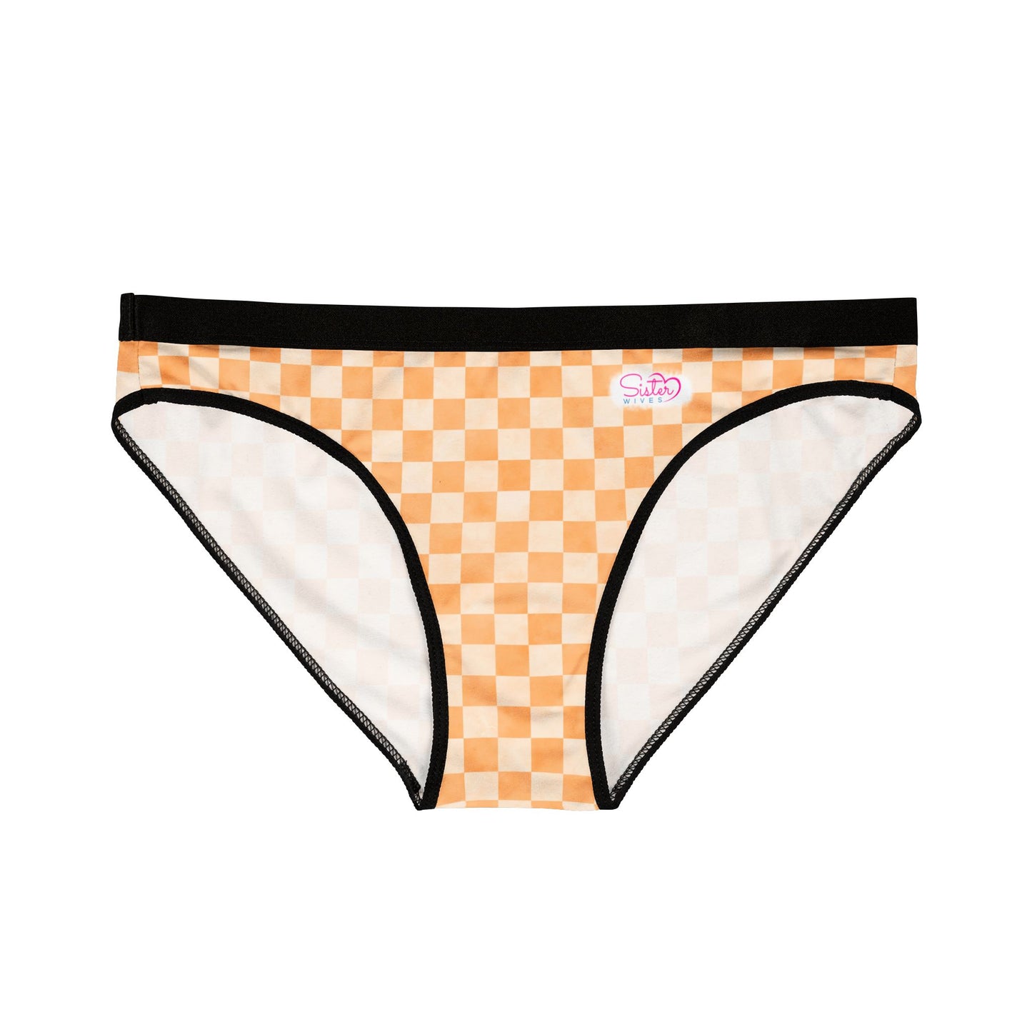 Orange Checker Women’s Panties | Aesthetic Bikini Cut Underwear | ENM & Polyamory Friendly Lingerie