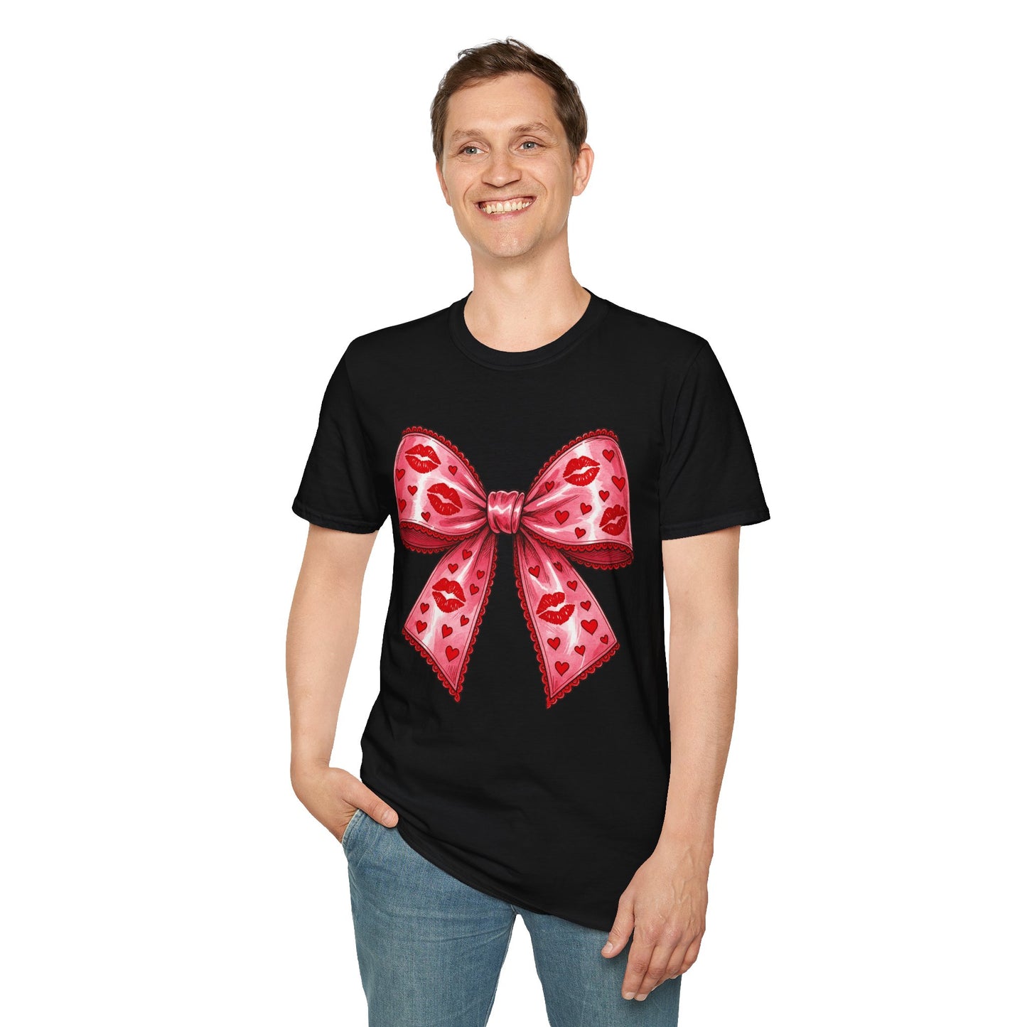 Red Coquette Bow Shirt – Flirty Valentine Bow T-Shirt, Polyamory ENM Non-Monogamy Symbol Tee, Unisex Gildan 64000